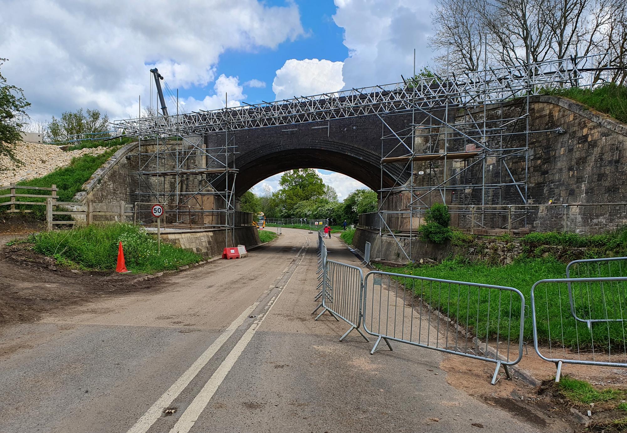 Scaffolding installed at Manton bridge