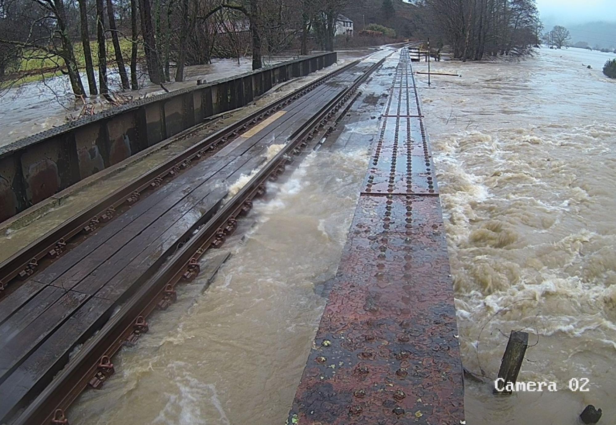 Black Bridge railway bridge flooded