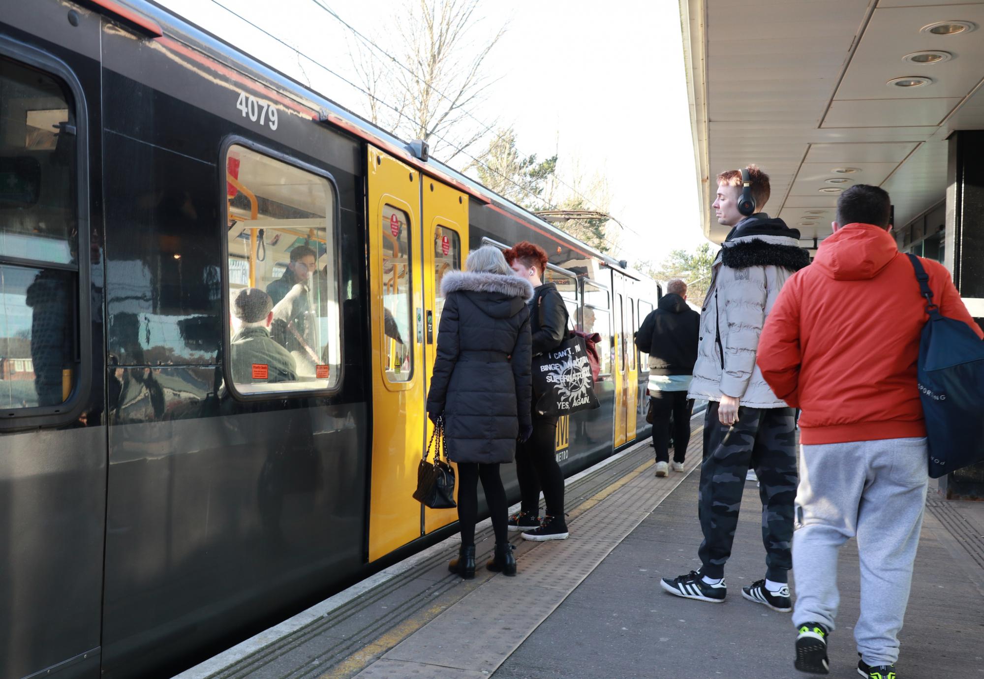 Tyne and Wear Metro at the station