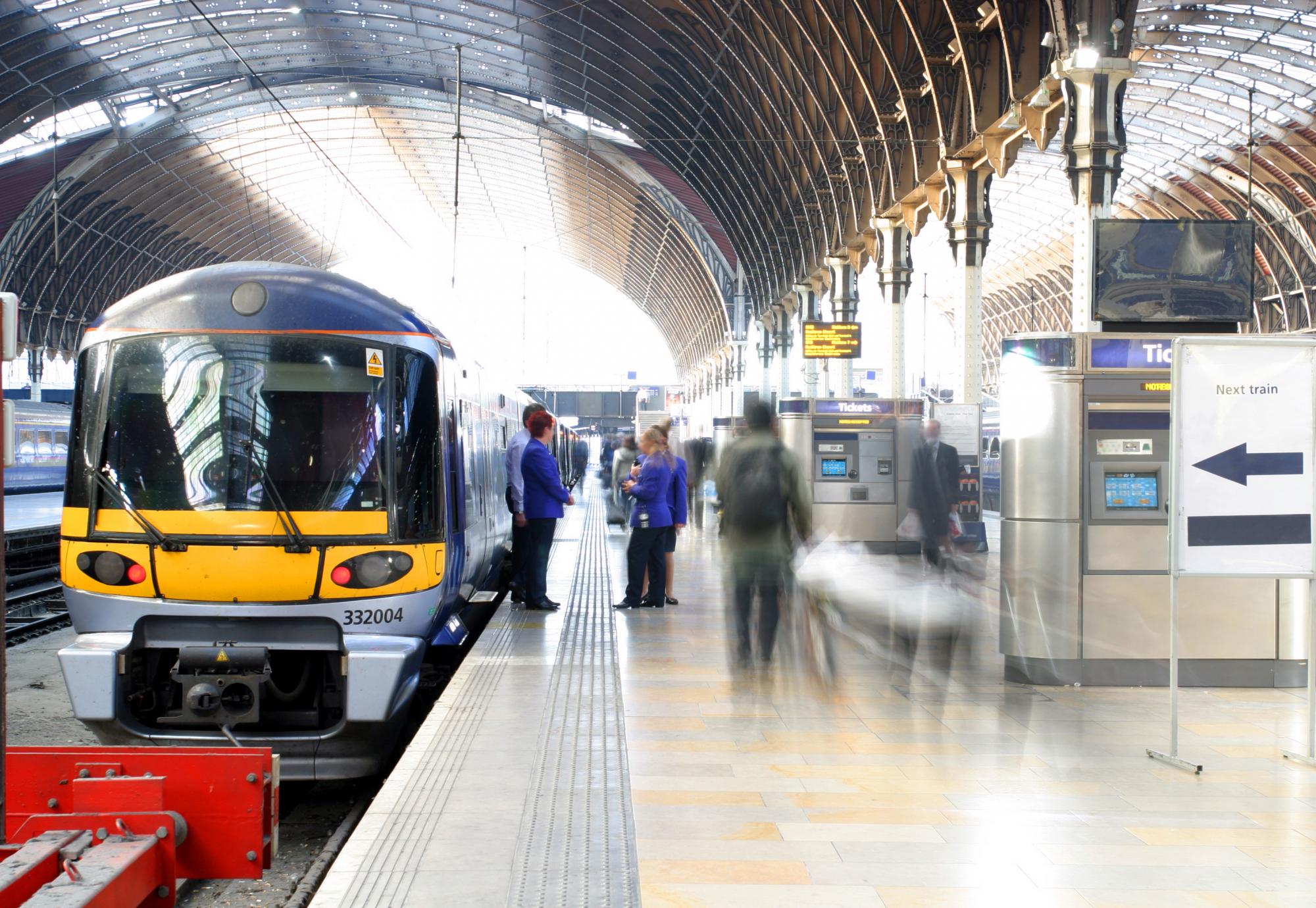 Train at a UK rail station