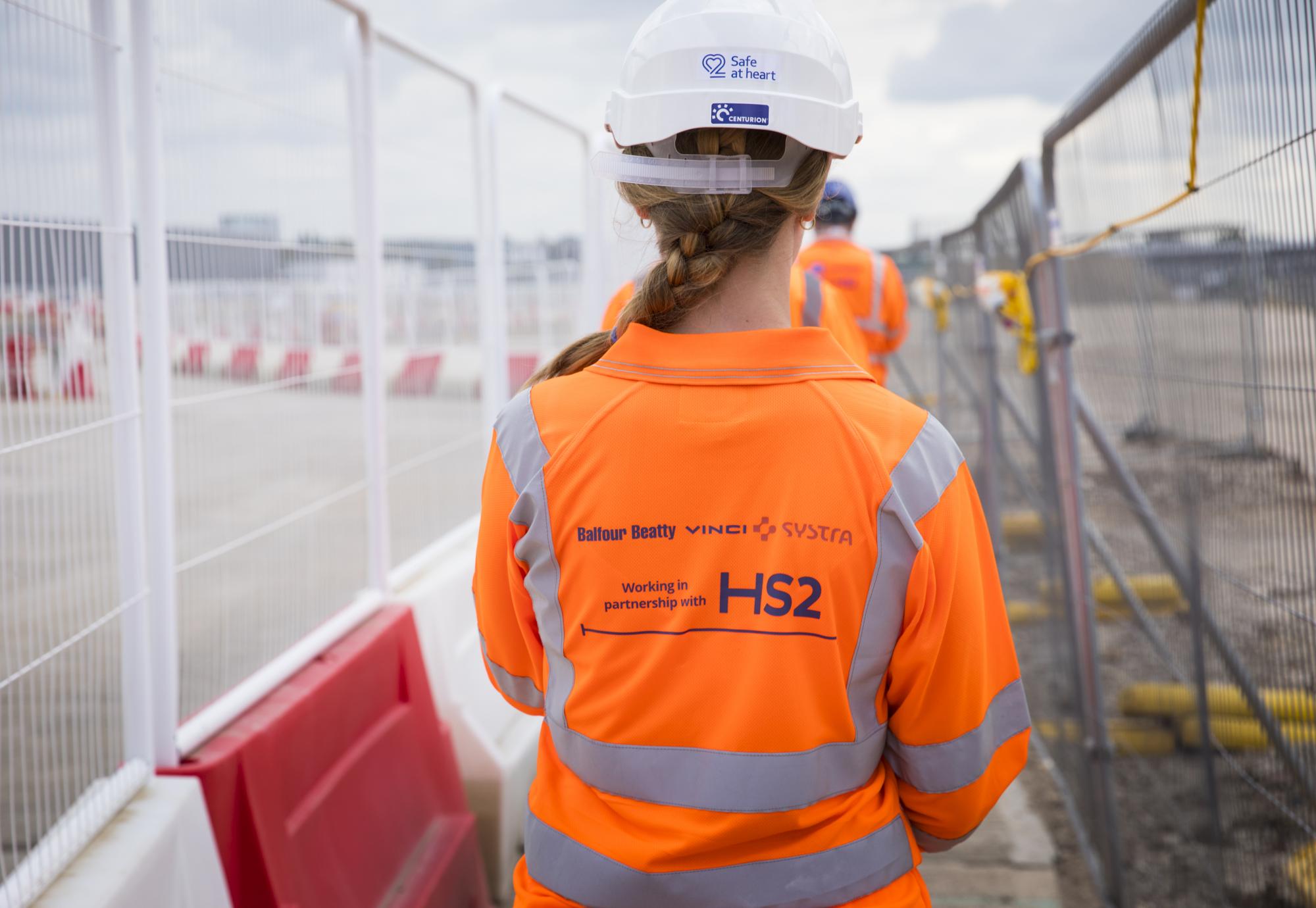 Photograph of a female HS2 worker on site