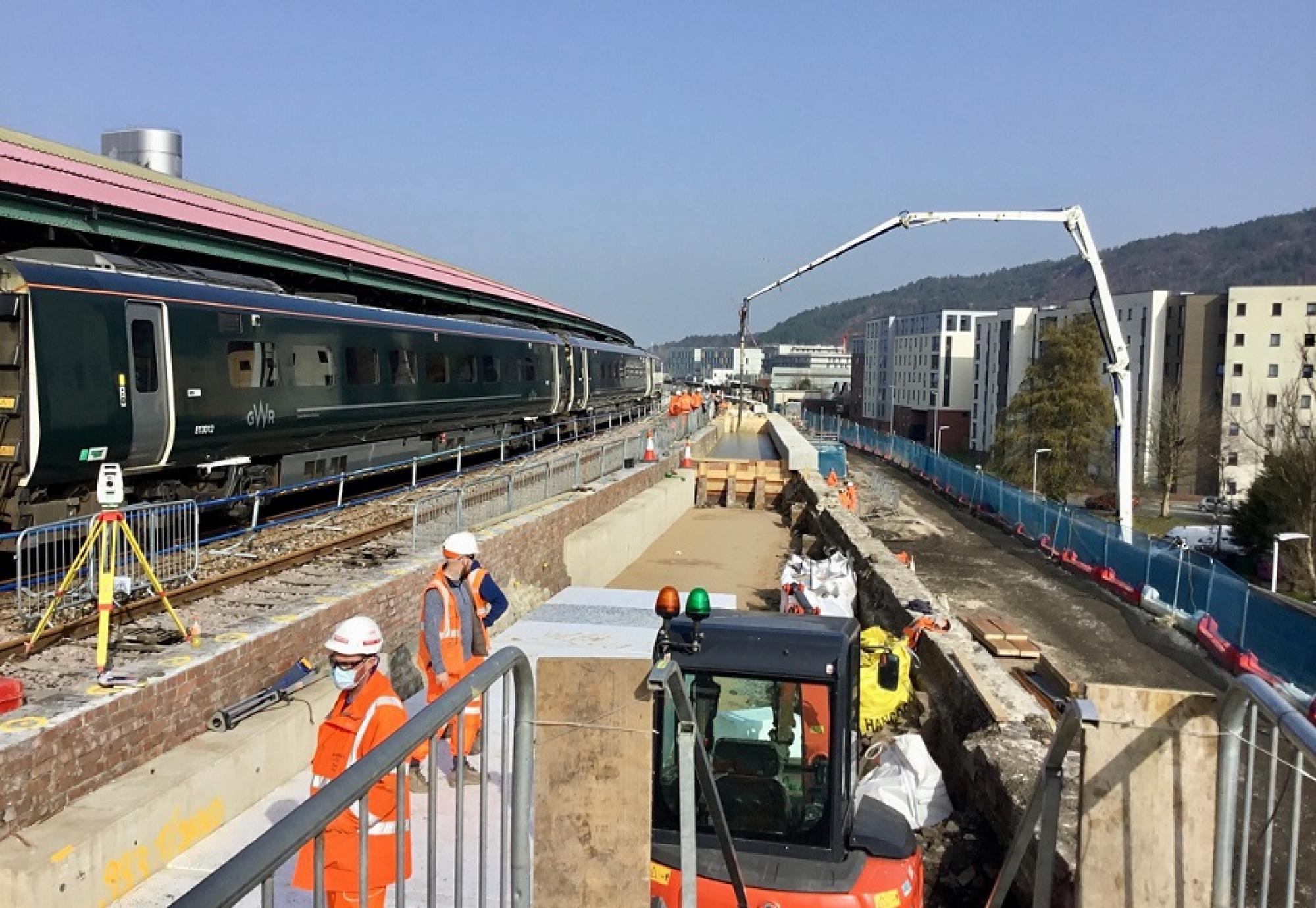 Work being carried out on Platform 4 at Swansea railway station