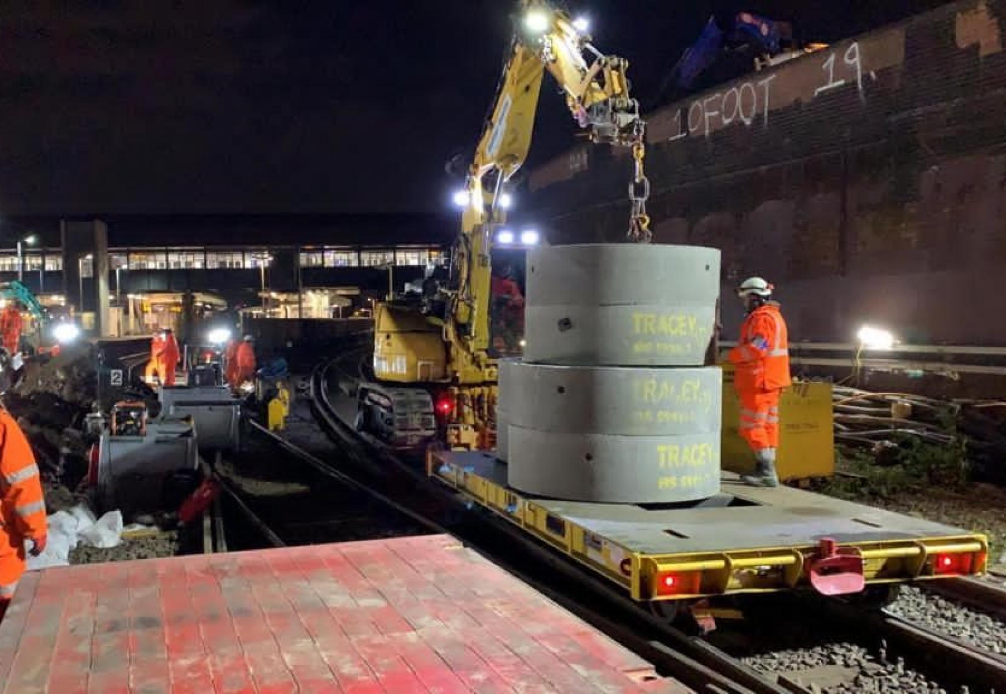 Renewal works on the track near London Victoria