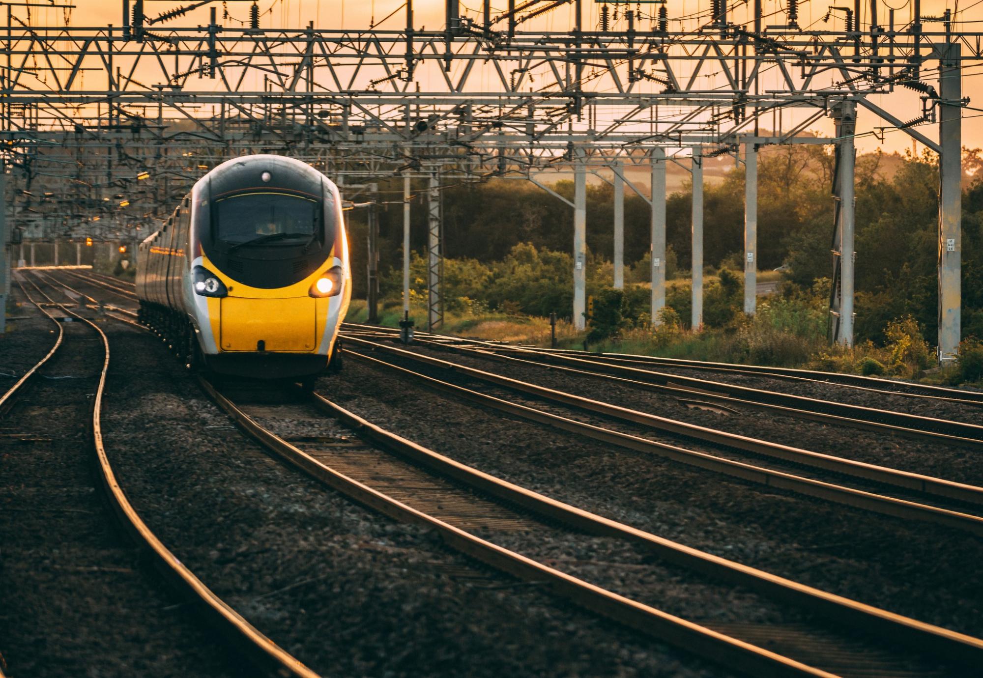 Pendalino train operating on the UK network