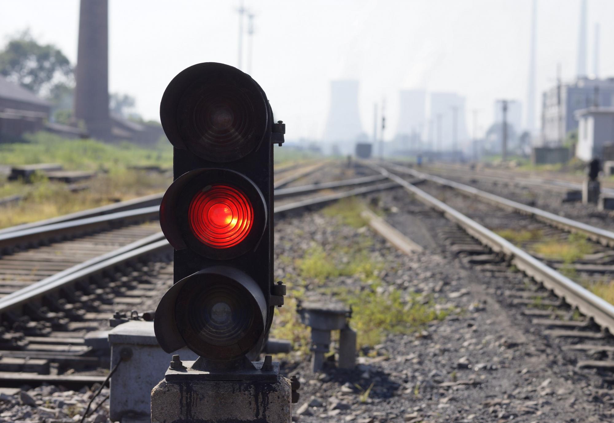 Signal on section of a railway track