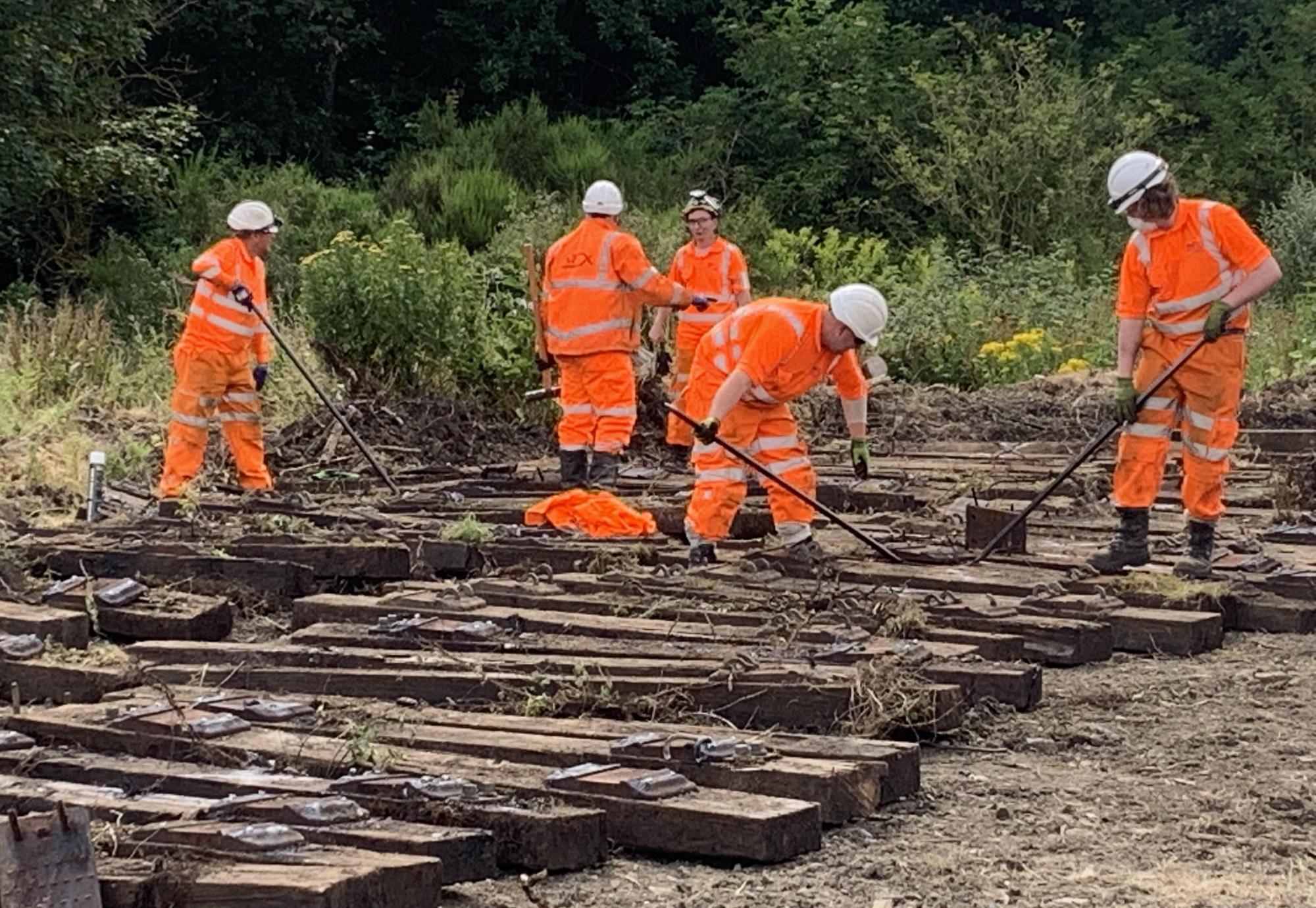 Workers removing redundant track at Levenmouth