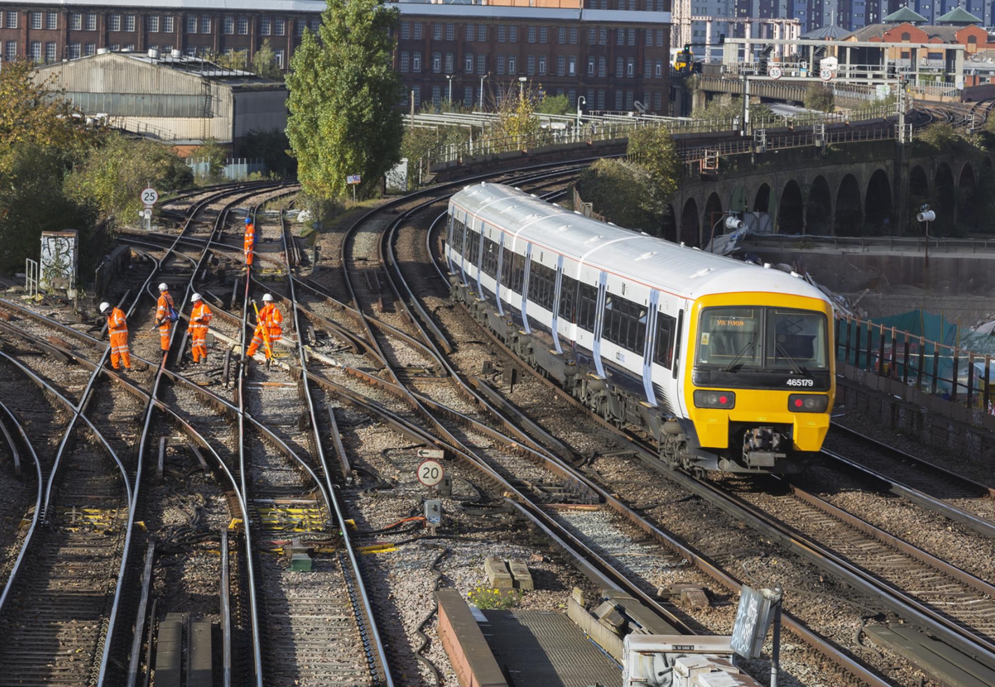 Train on rail tracks