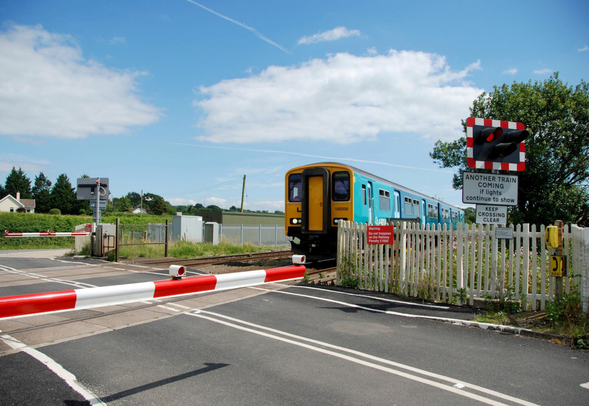 Train at road crossing