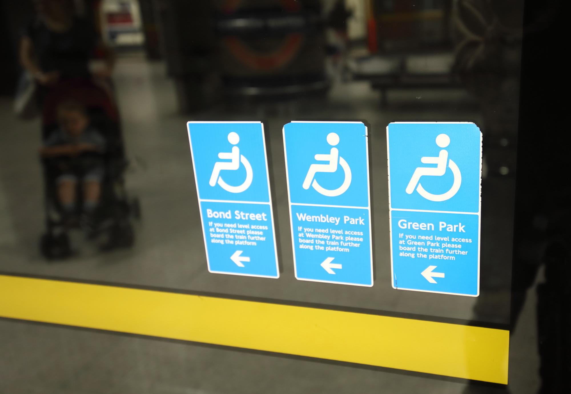 Disabled signs on underground