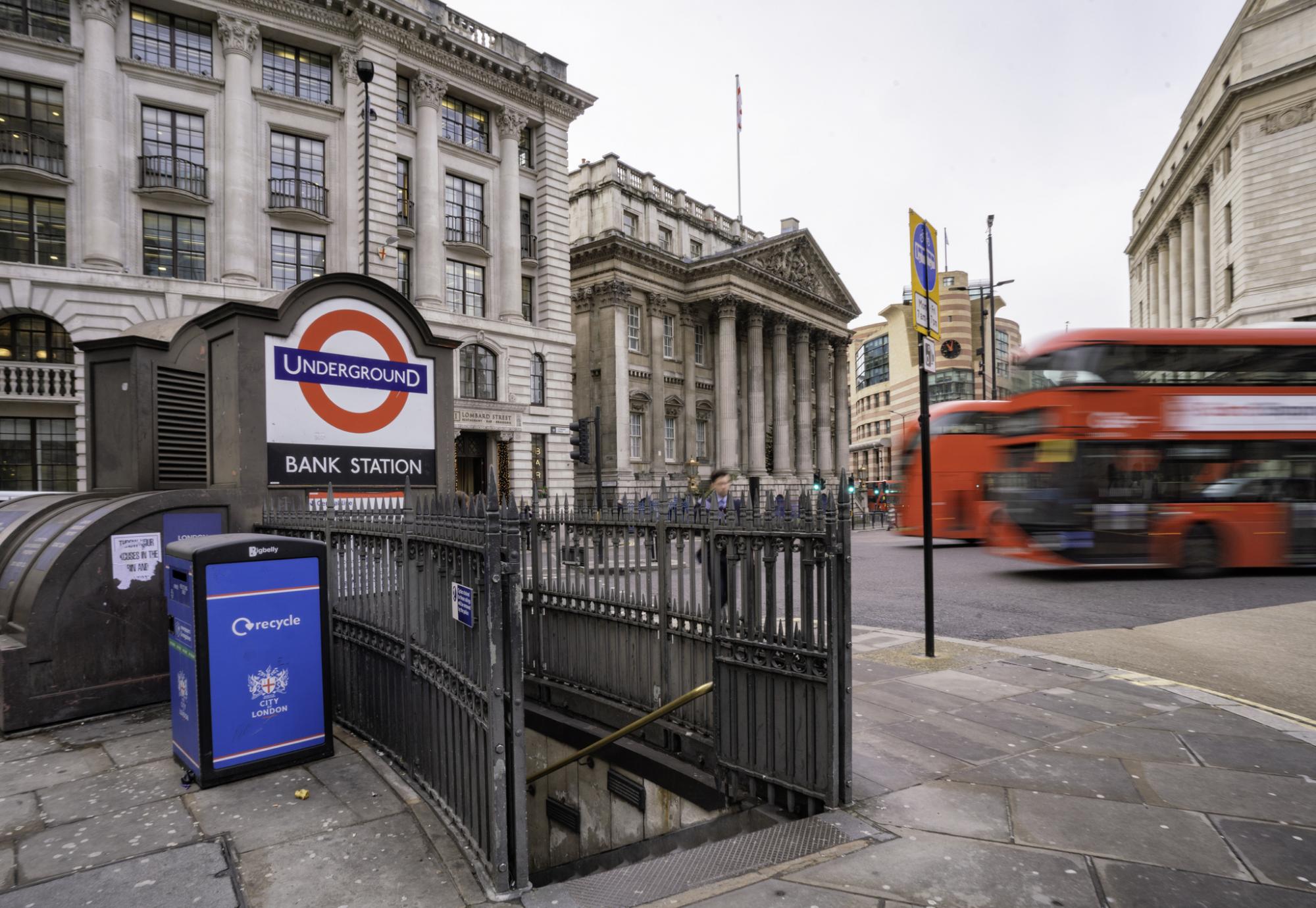 London Underground entrance to Bank station