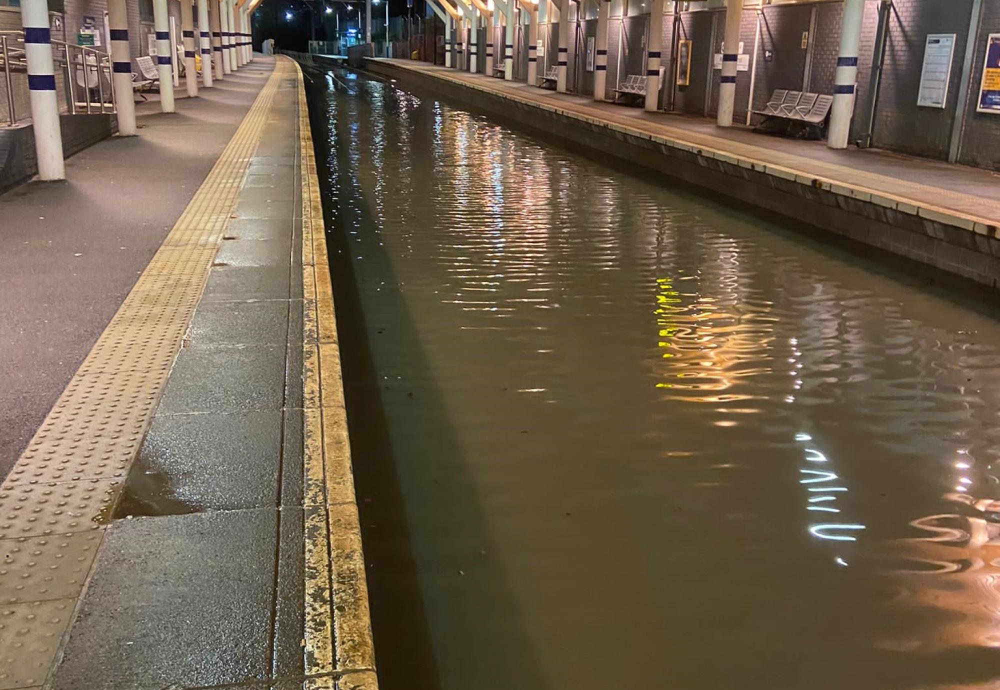 Flooding at Rotherham station