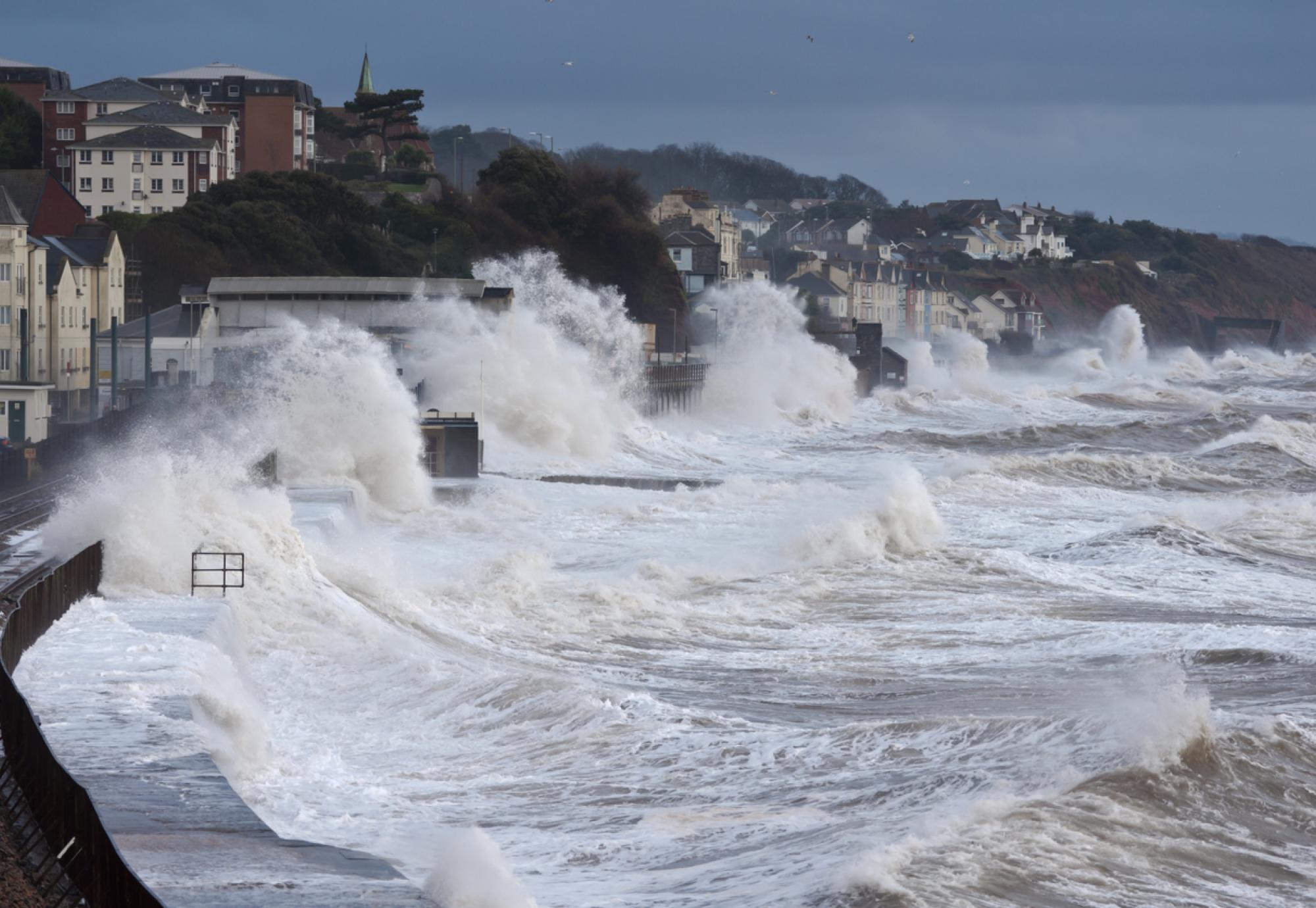 Waves crash into track