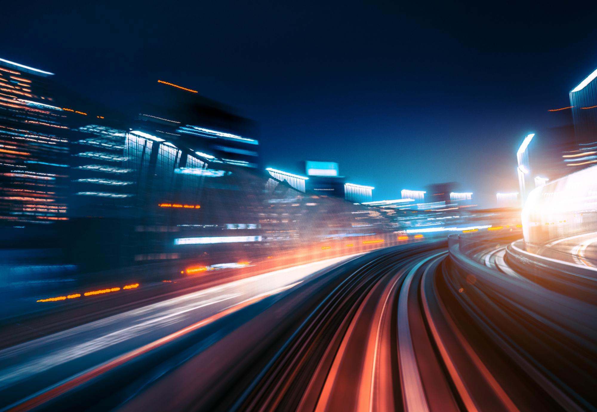 Abstract motion-blurred view from a moving train, via Istock 