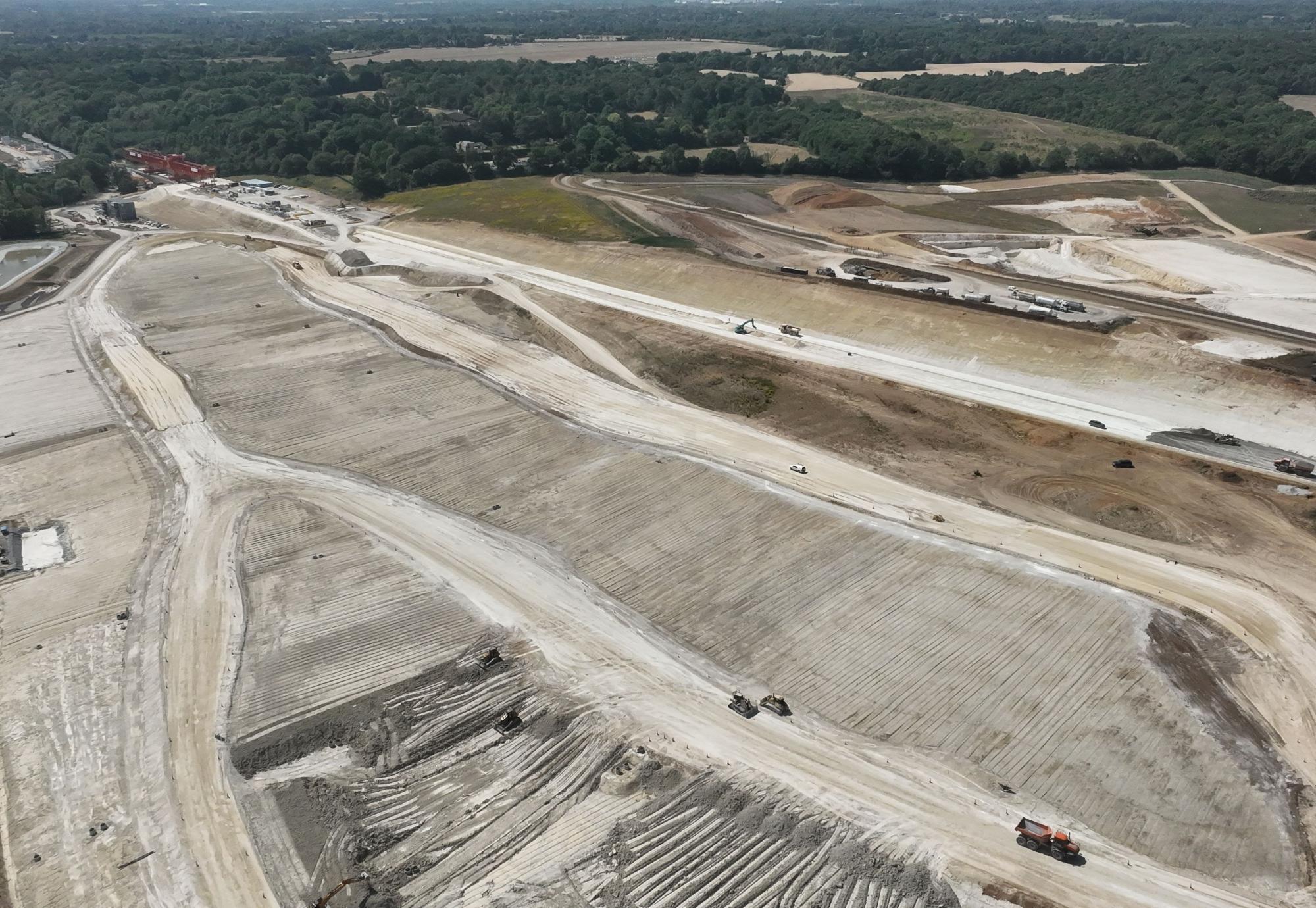 Chalk laid out near the south portal of the Chiltern tunnel - summer 2022, Via HS2 