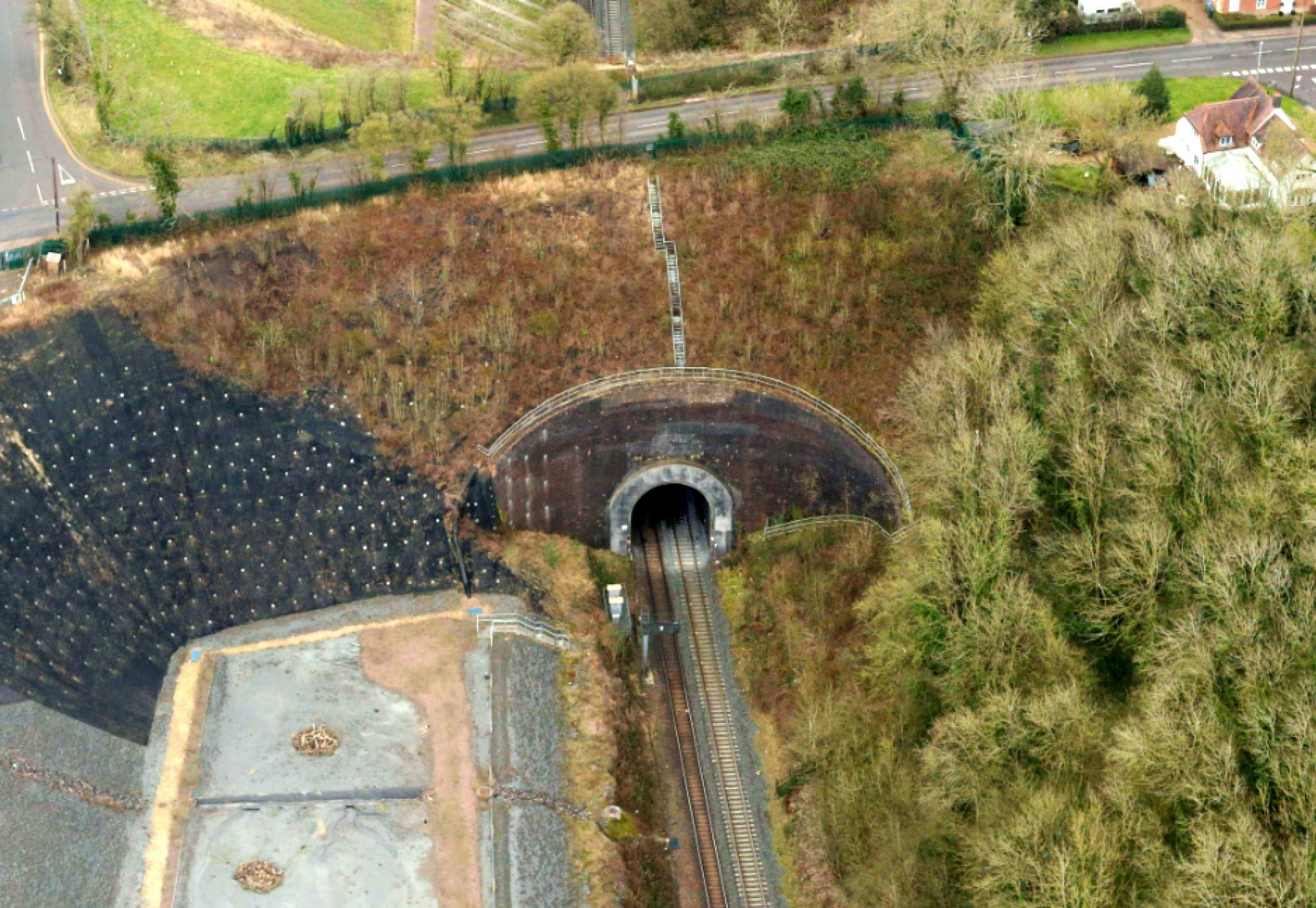 Harbury tunnel aerial view, via Network Rail
