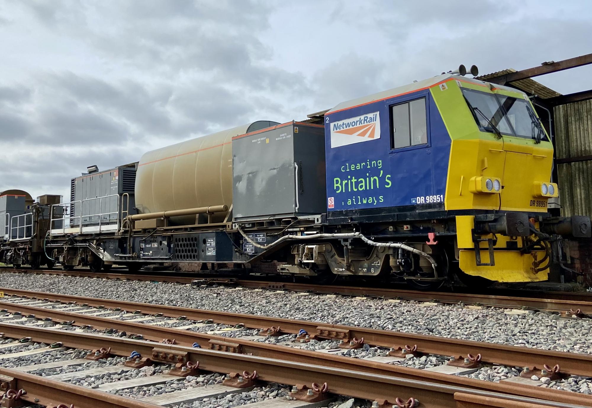 Autumn treatment train in siding at Wigan Springs branch depot, via Network Rail 