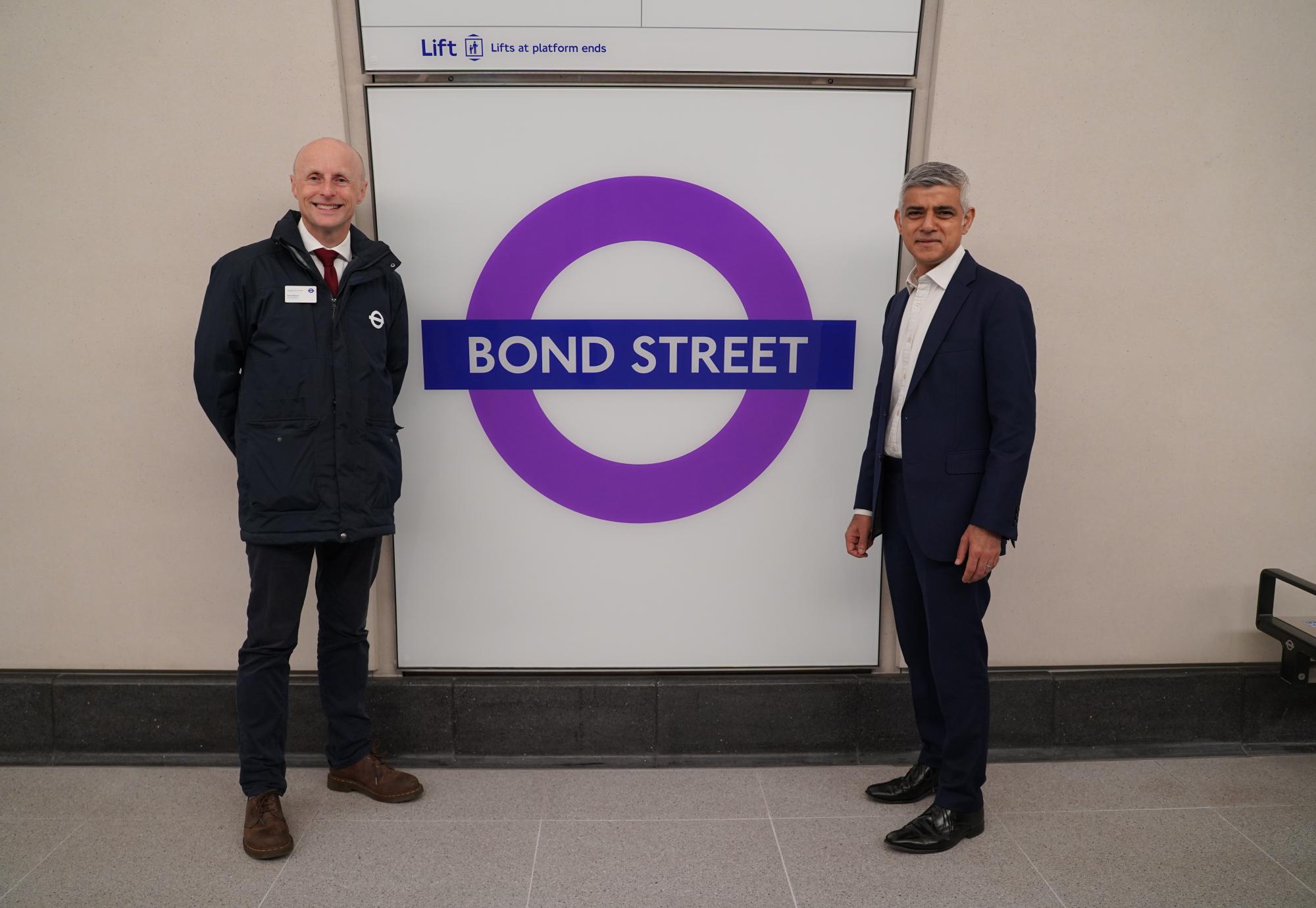  Commissioner for TfL, Andy Byford and Mayor of London, Sadiq Khan in front of roundel, via TfL 