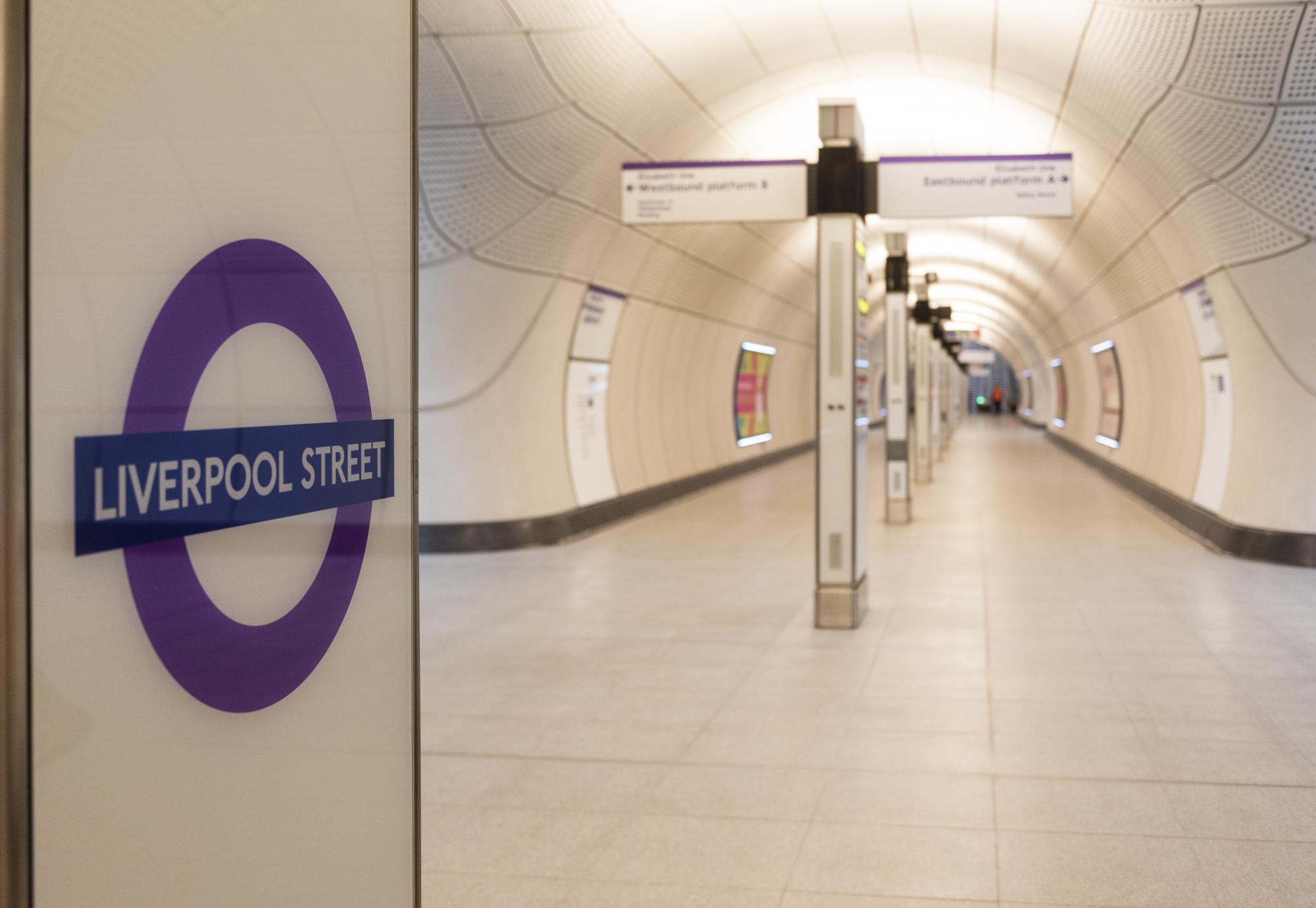 Elizabeth line Liverpool Street station signage