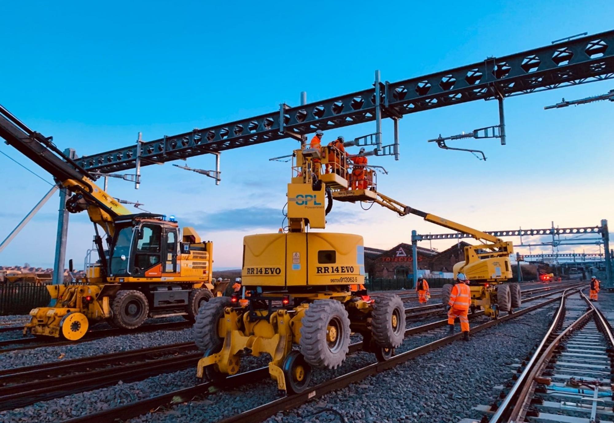 Previous overhead line equipment being installed along the line, via Network rail 