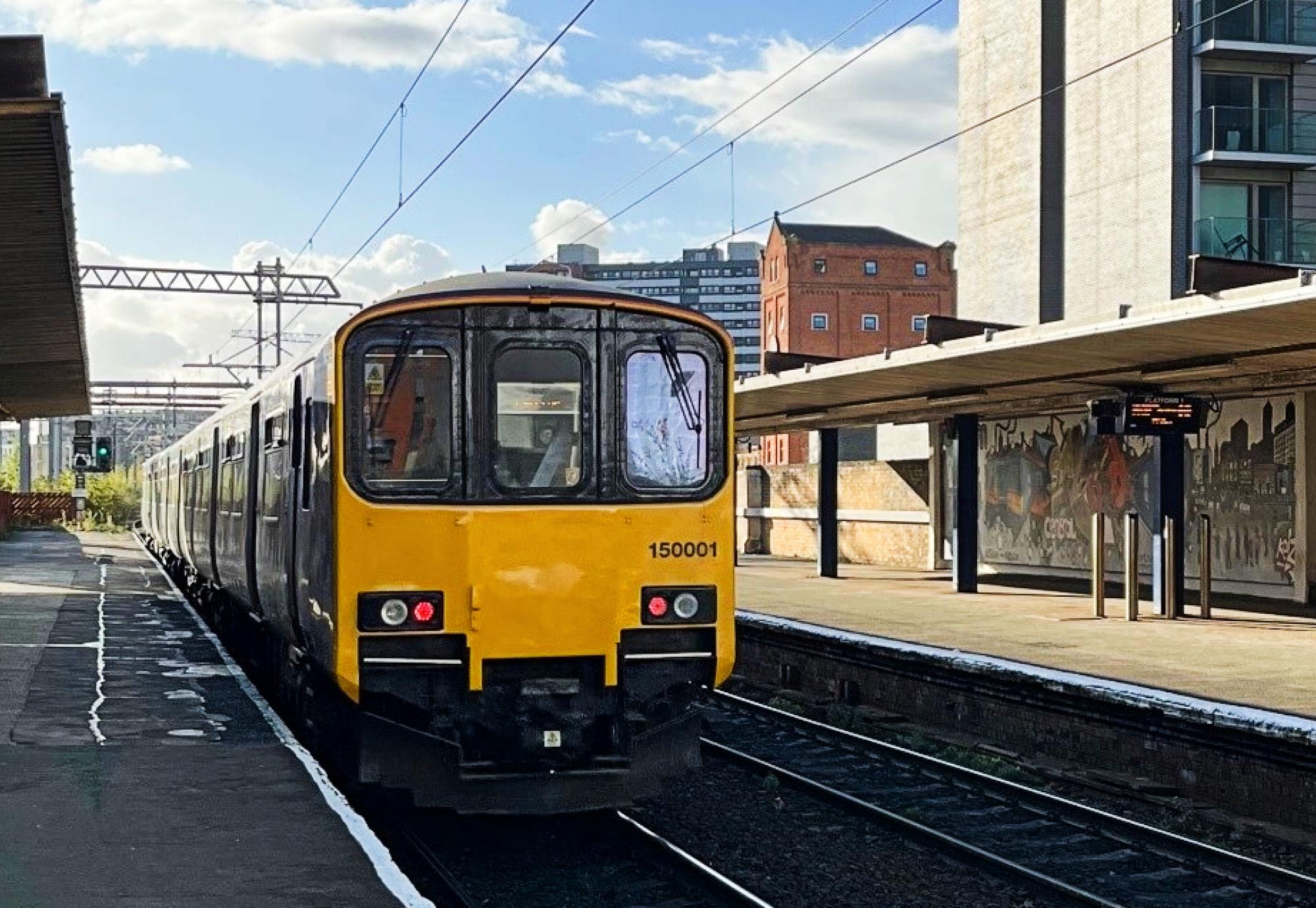 Northern train at Salford station, via Network Rail