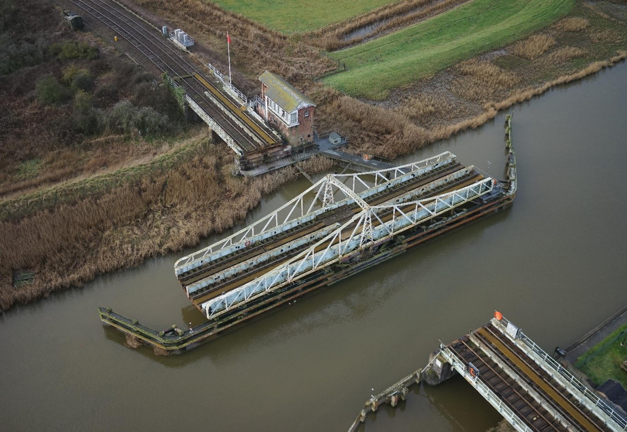 Reedham Swing bridge opening, via Network Rail 