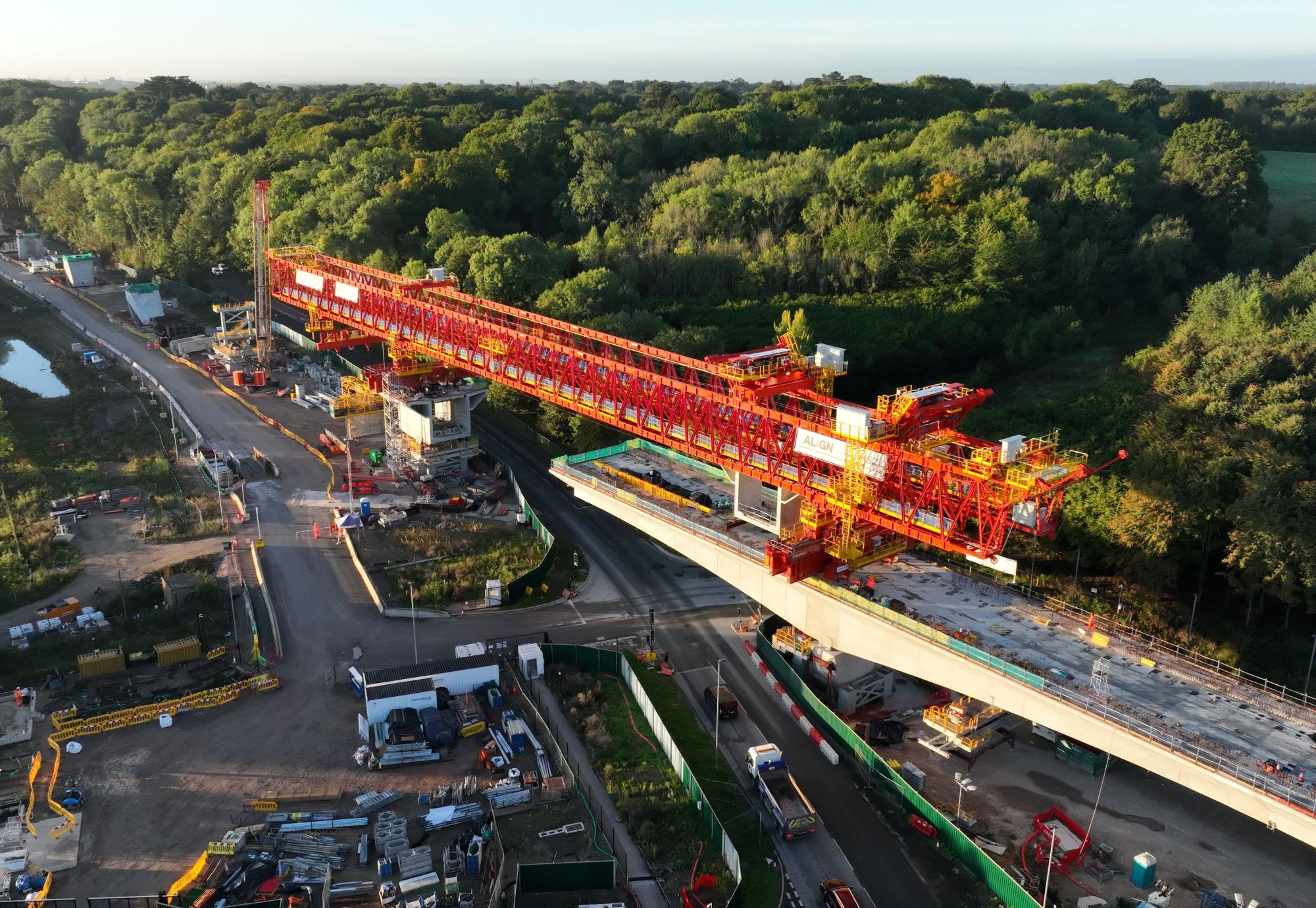 Colne Valley Viaduct construction over the A412 Nov 2022, via HS2 