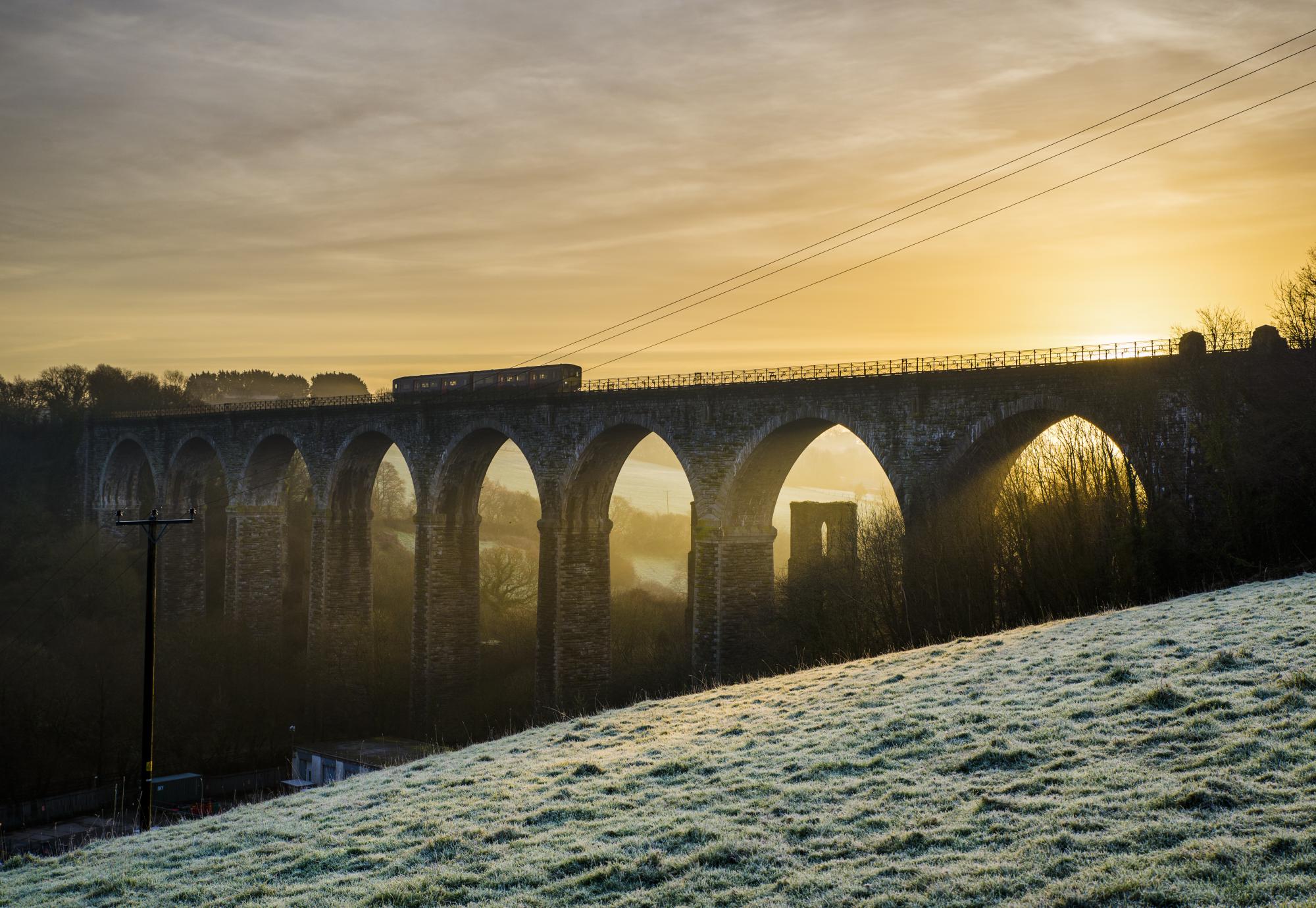 Moorswater viaduct at sunrise on a beautiful winter morning, Cornwall, UK, via Istock 