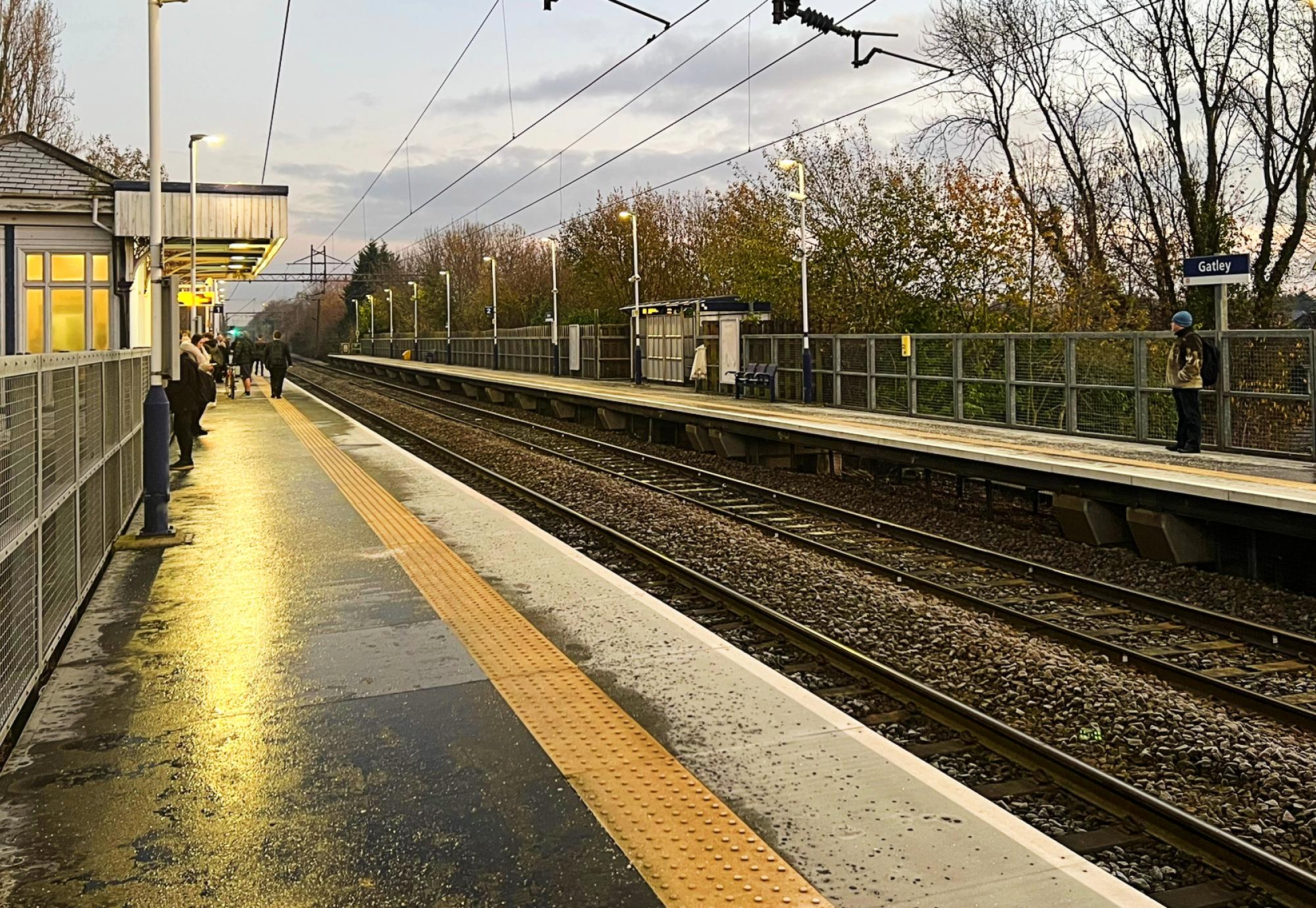 Gatley station Dec 22 ahead of platform extensions in early 2023, via Network Rail 
