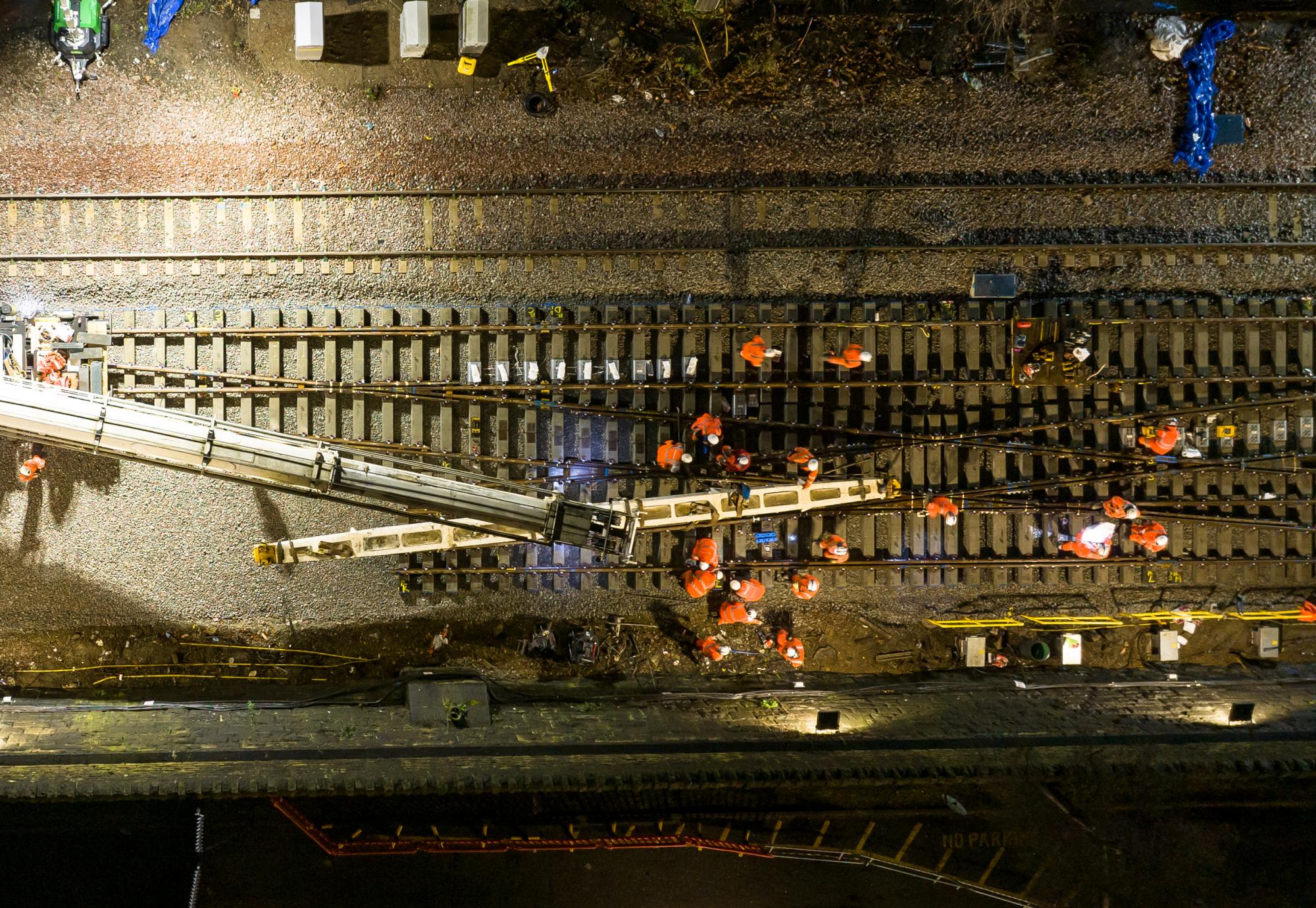 Installing new track crossing at Holbeck, Leeds, via Network Rail