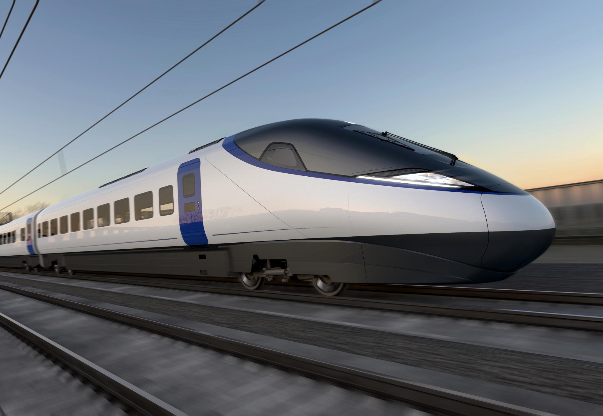 Artists impression of an HS2 train from the side, via HS2 