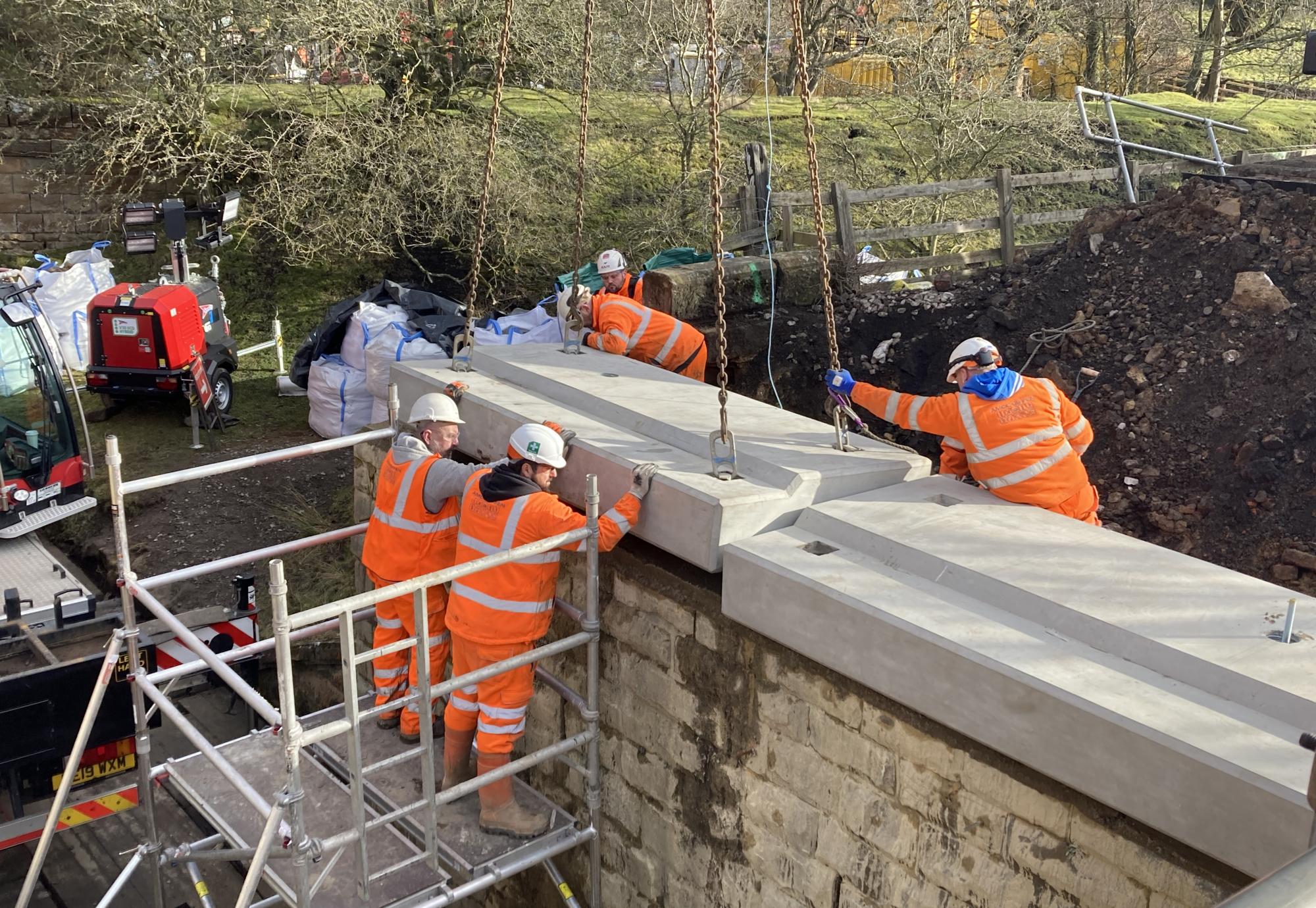 New concrete bridge deck being installed near Commondale station, via Network Rail 