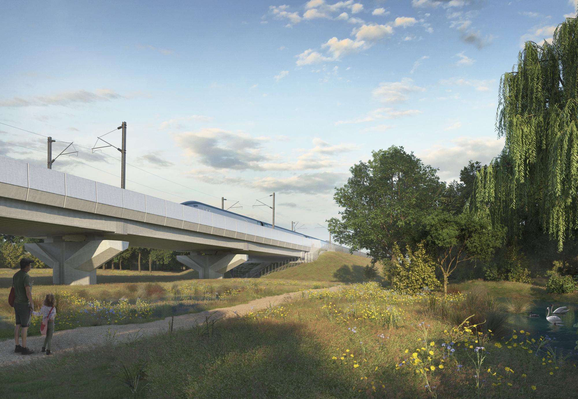 View towards Lavender Hall abutment southern side, via HS2 