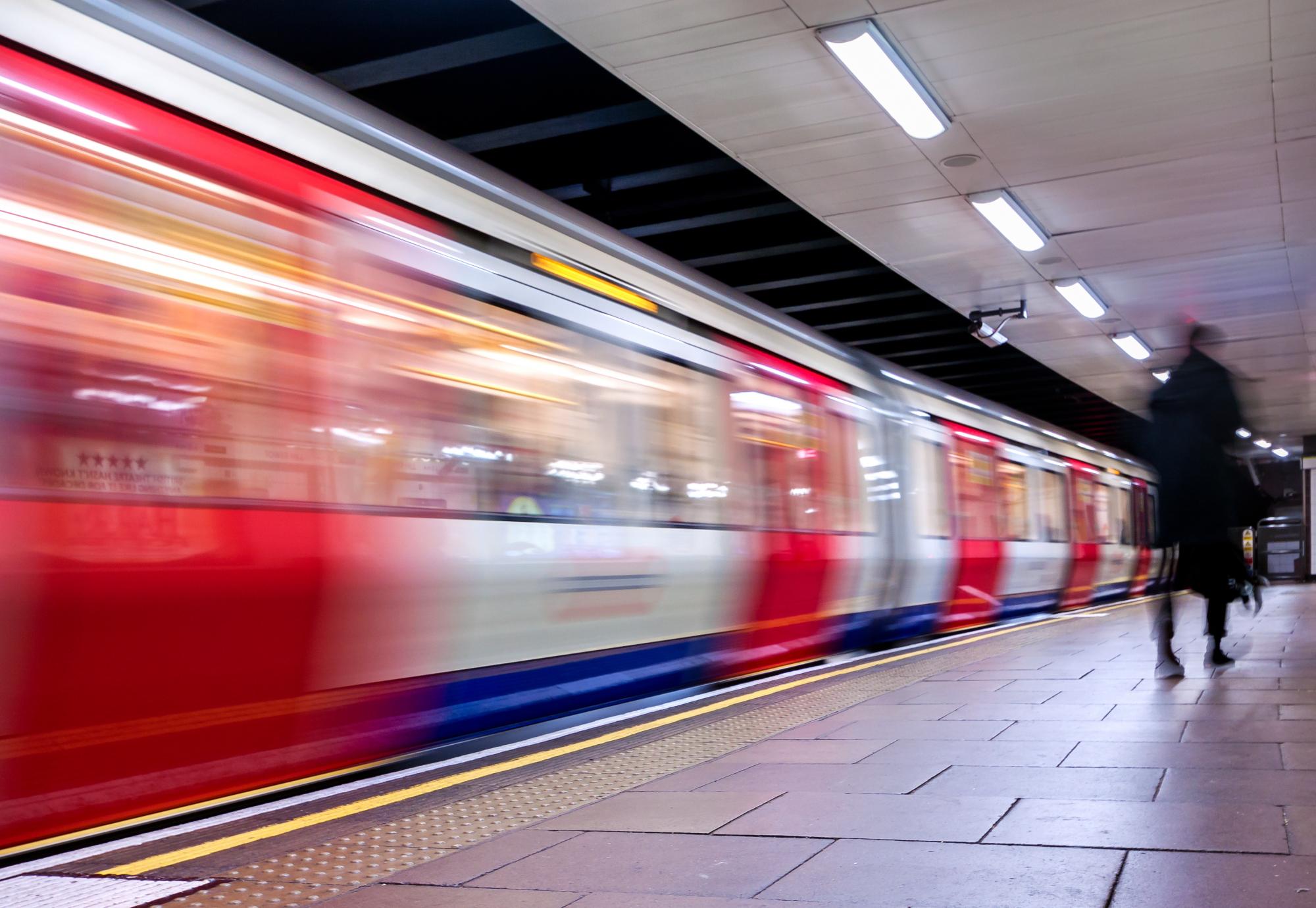 Moving train, motion blurred, London Underground - via Istock 