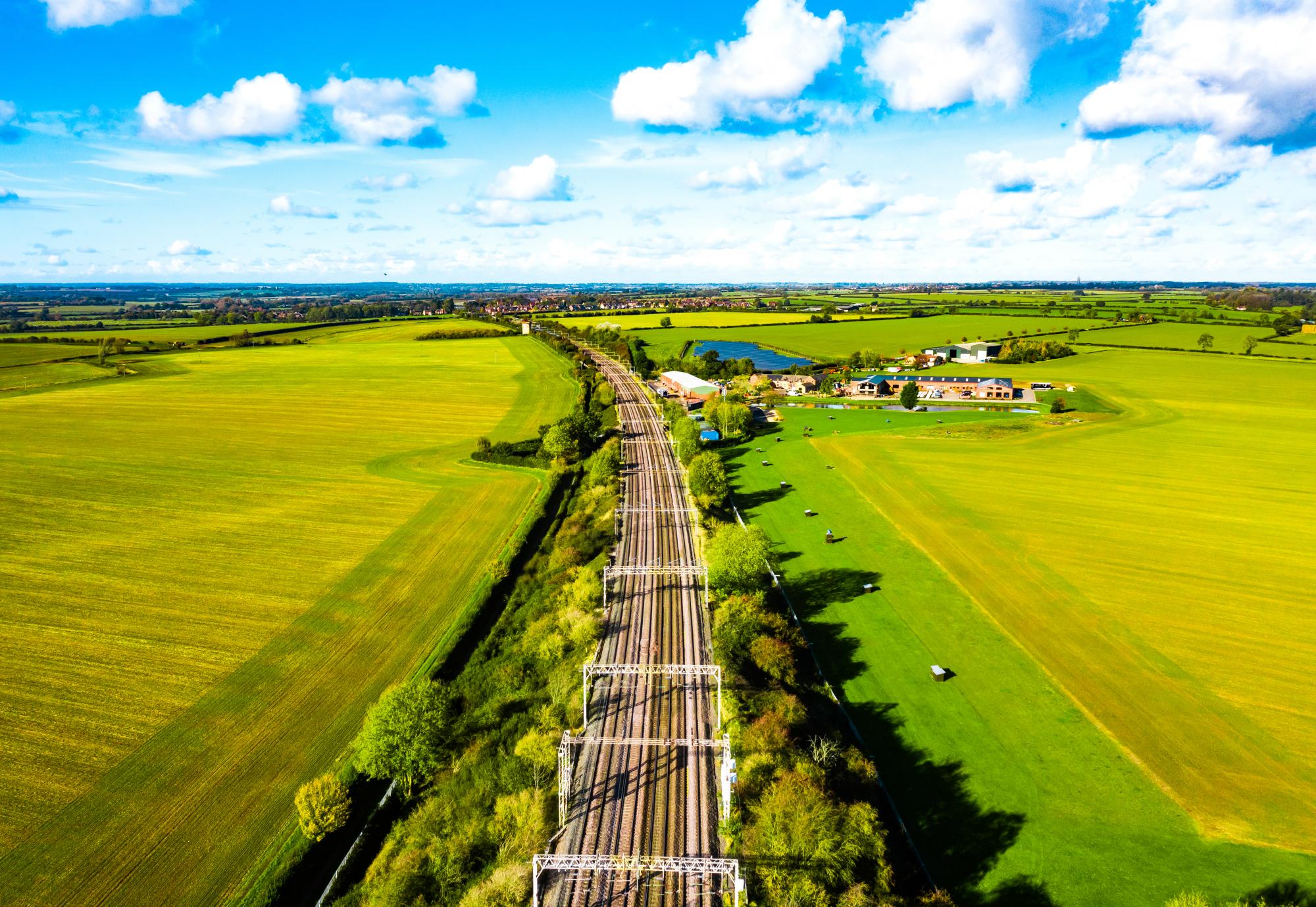 The railway viaduct at sunny day in English Midlands, via Istock 