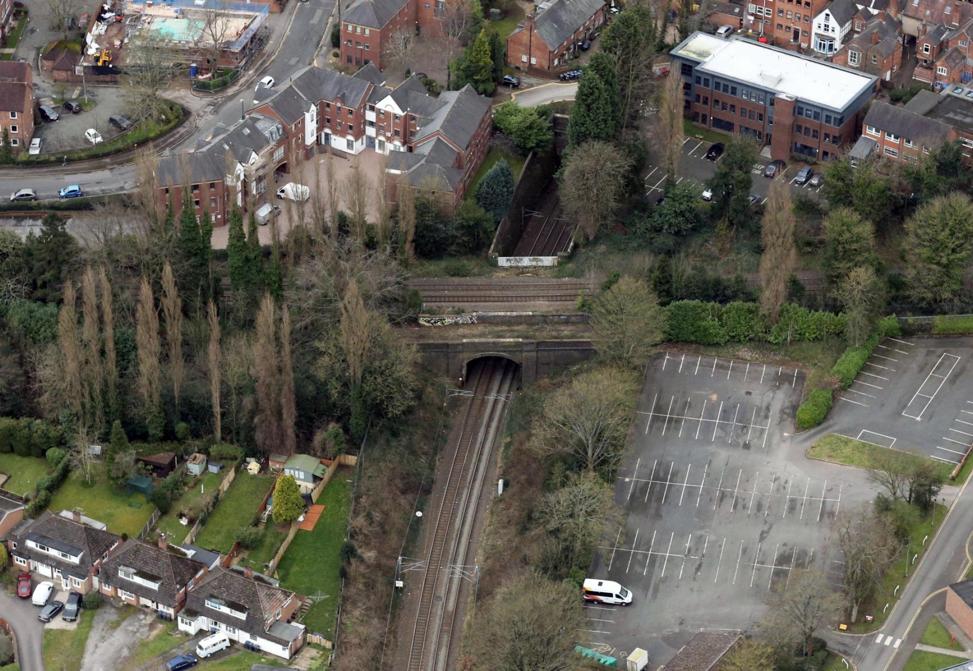 Aerial view of bridge being replaced in Sutton Coldfield - Credit Network Rail Air Operations