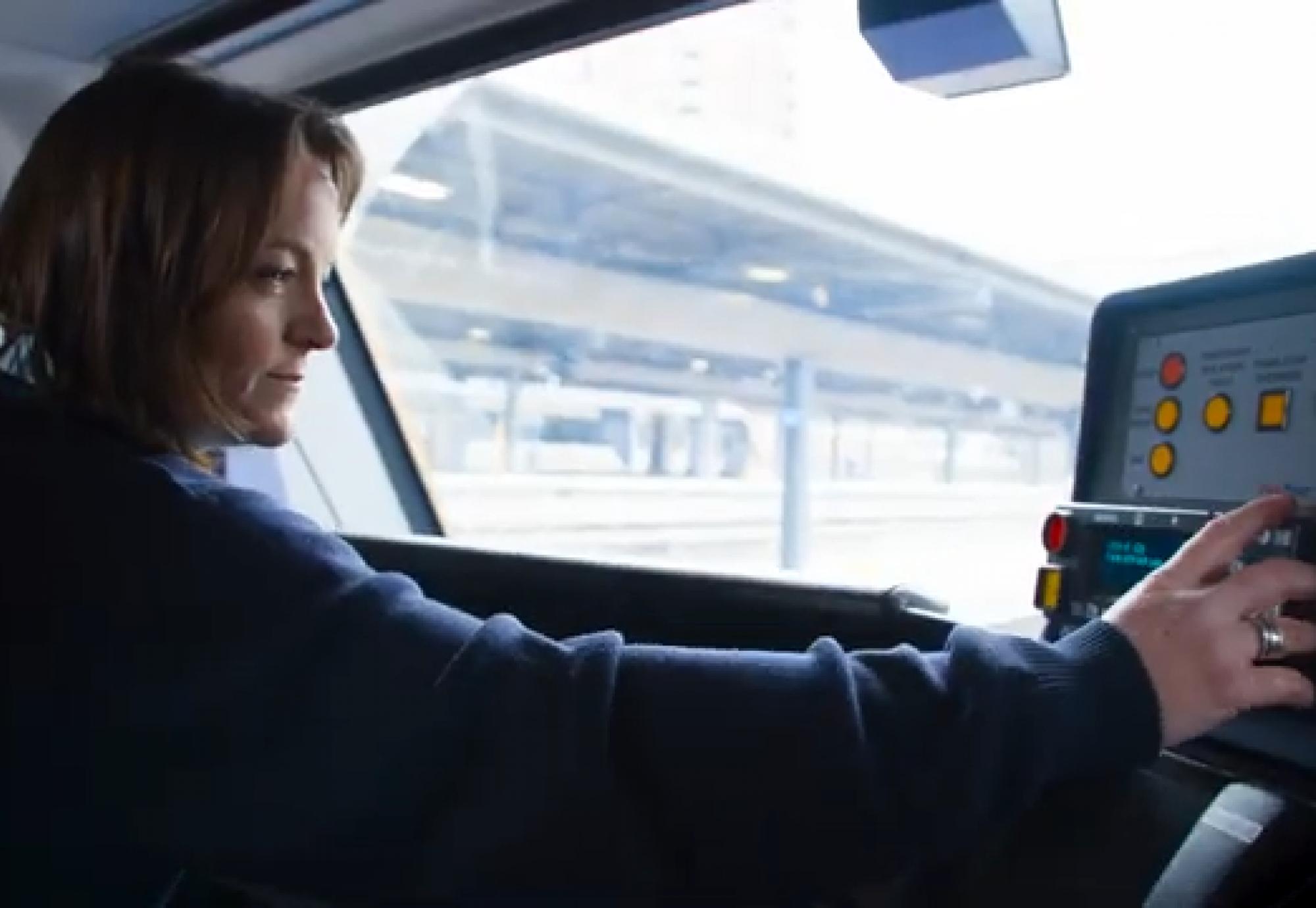 Katy in the cab of a Northern train, via Northern 