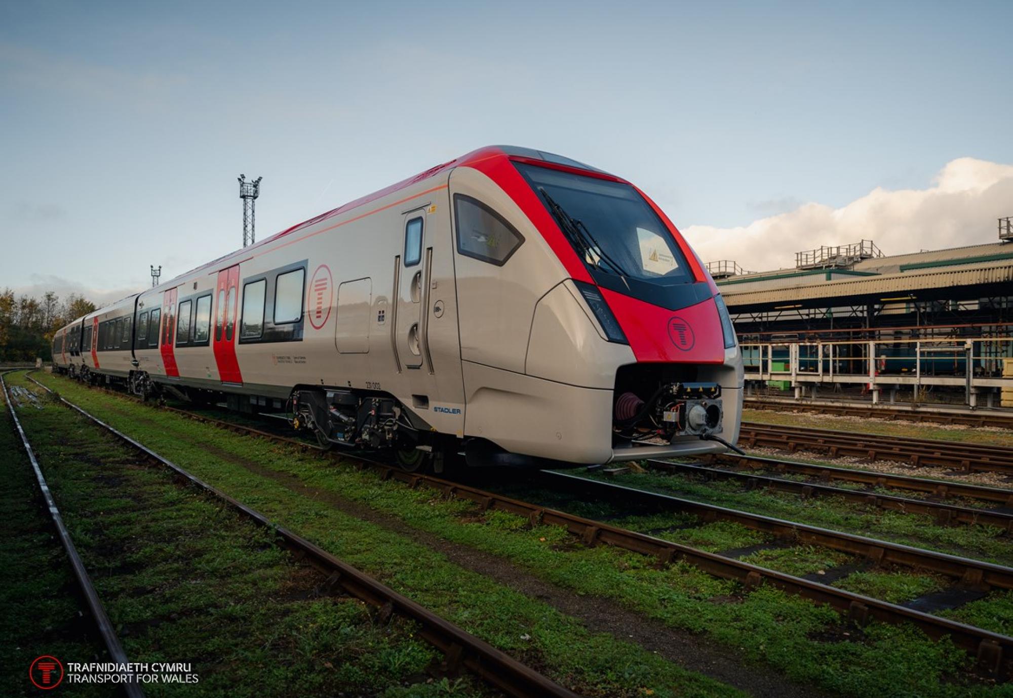 New Stadler Flirt train arriving at Canton Depot. Credit: Transport for Wales