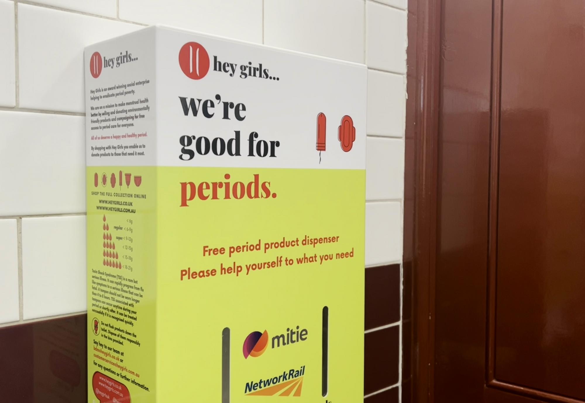 Free sanitary towel and tampon vending machine at Birmingham Moor Street station copy, via Network Rail 
