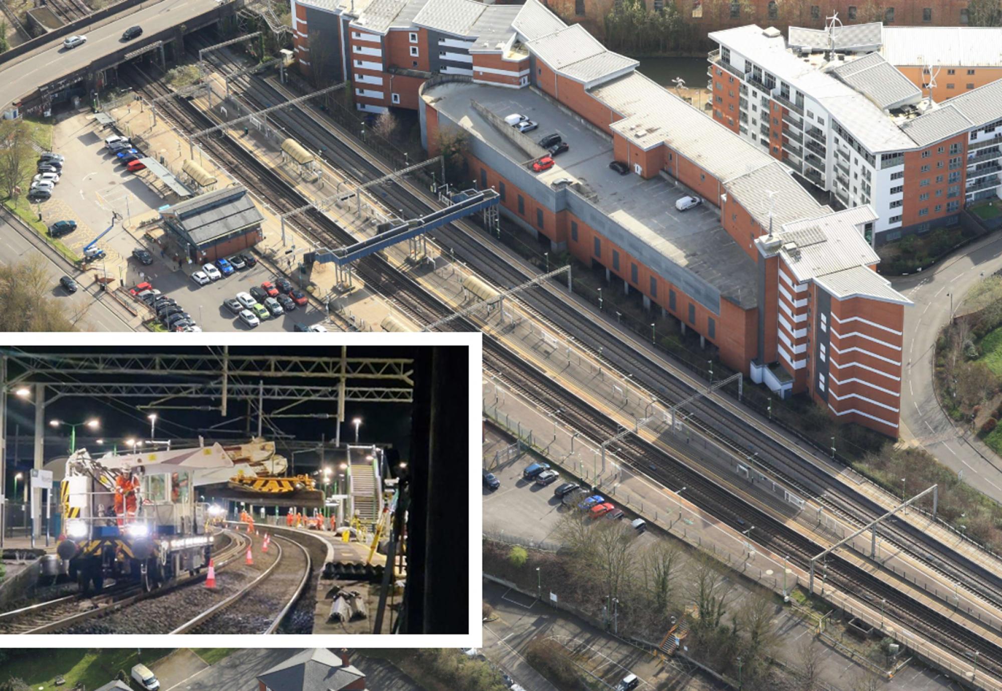 Overhead image of Network Rail's Wolverton track upgrades