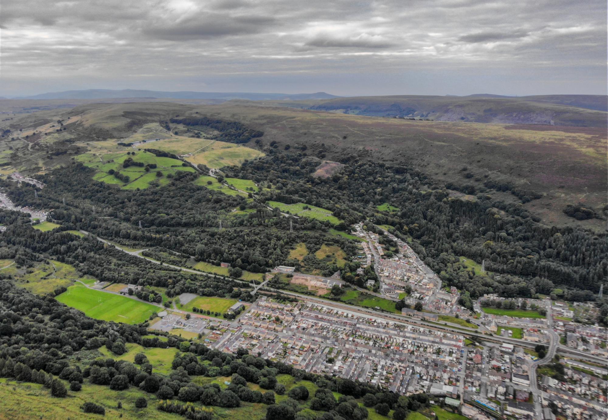 Overhead view of Ebbw Vale