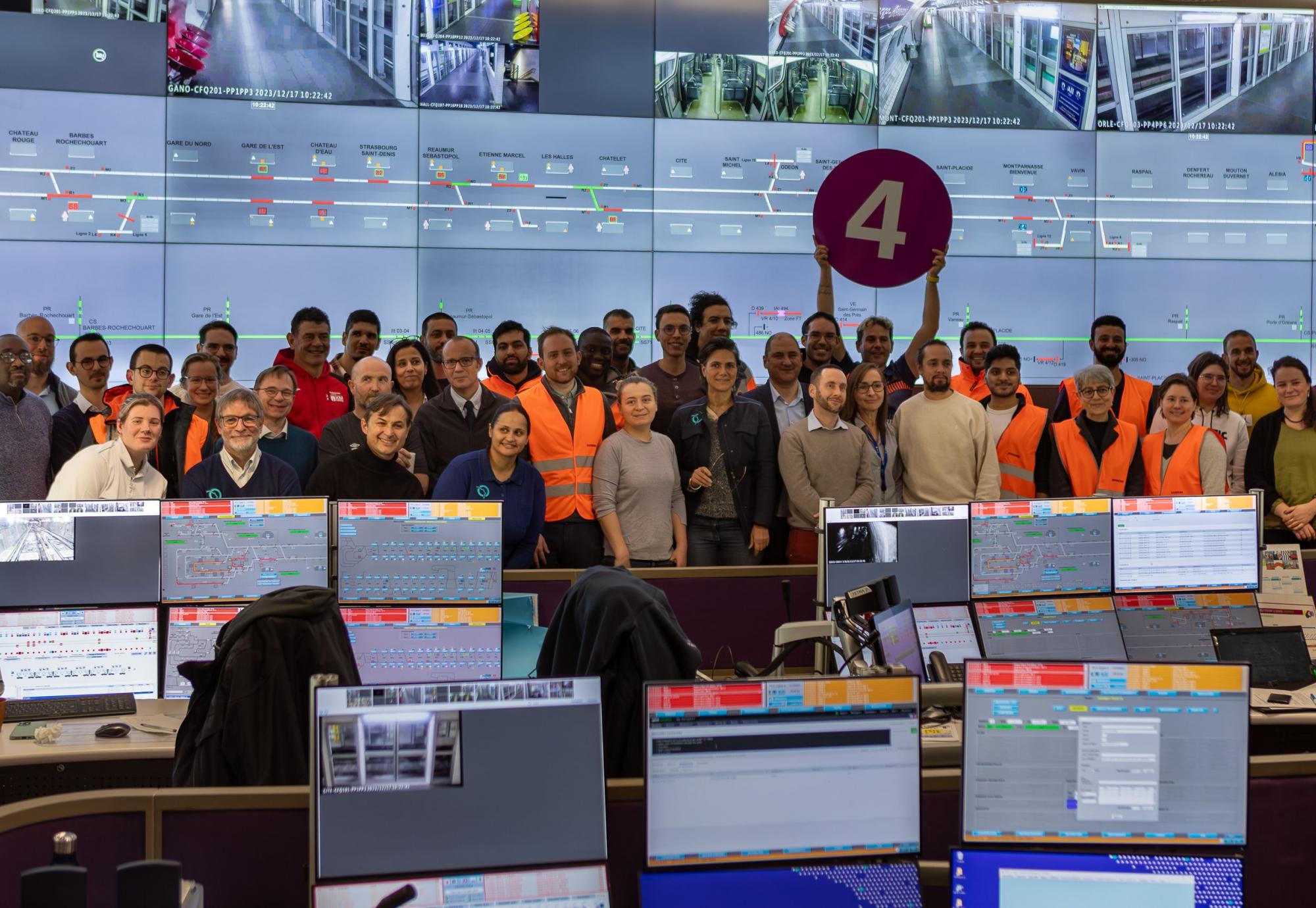 Paris Metro staff celebrate Line 4 automation