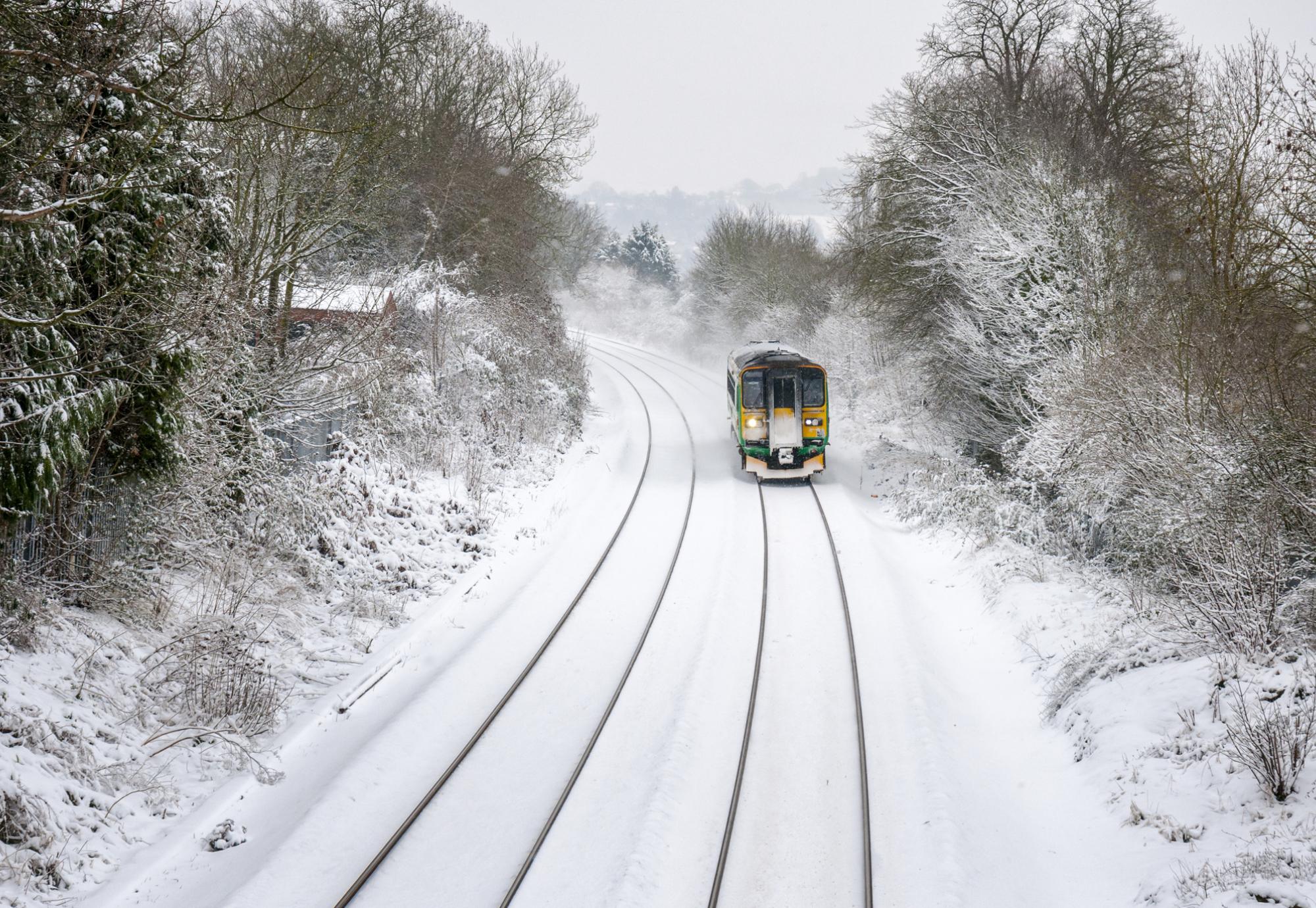 Train in the snow