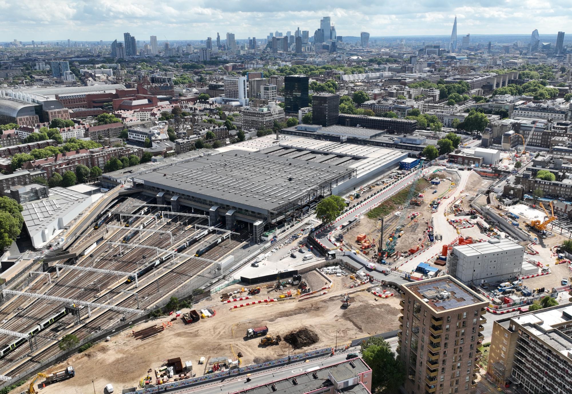 Aerial view of HS2's London Euston Station