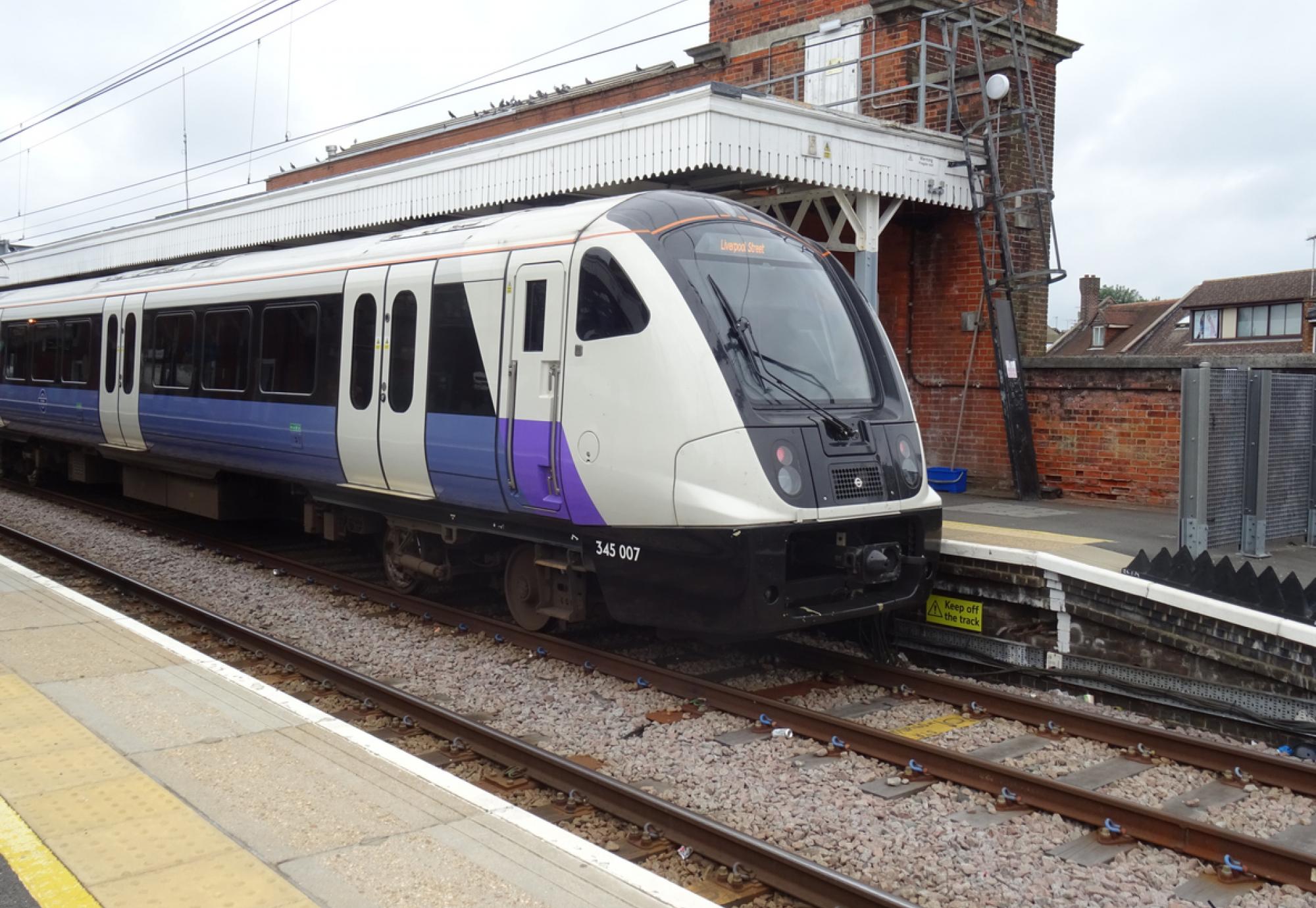 Elizabeth Line train supplied by Alstom on the tracks