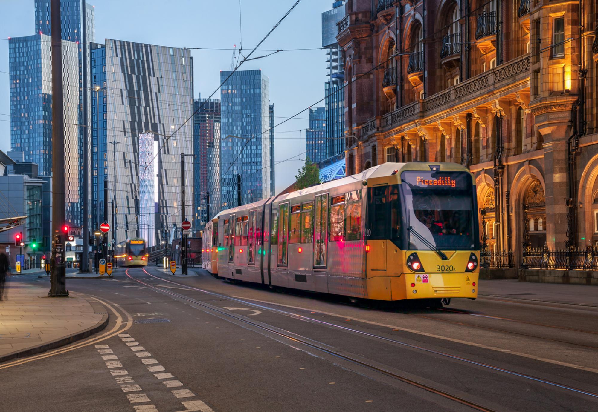 A Tram in Manchester's city centre