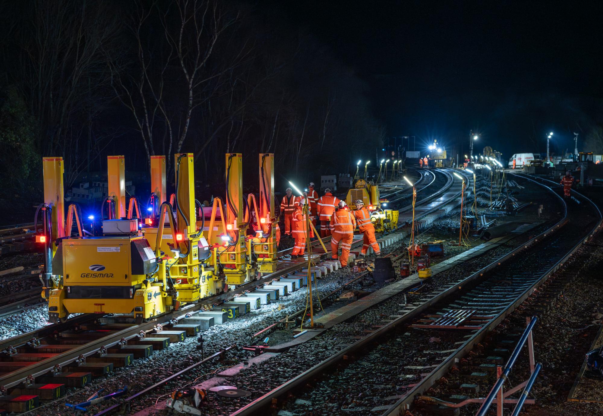 Grindleford Track Works at Night