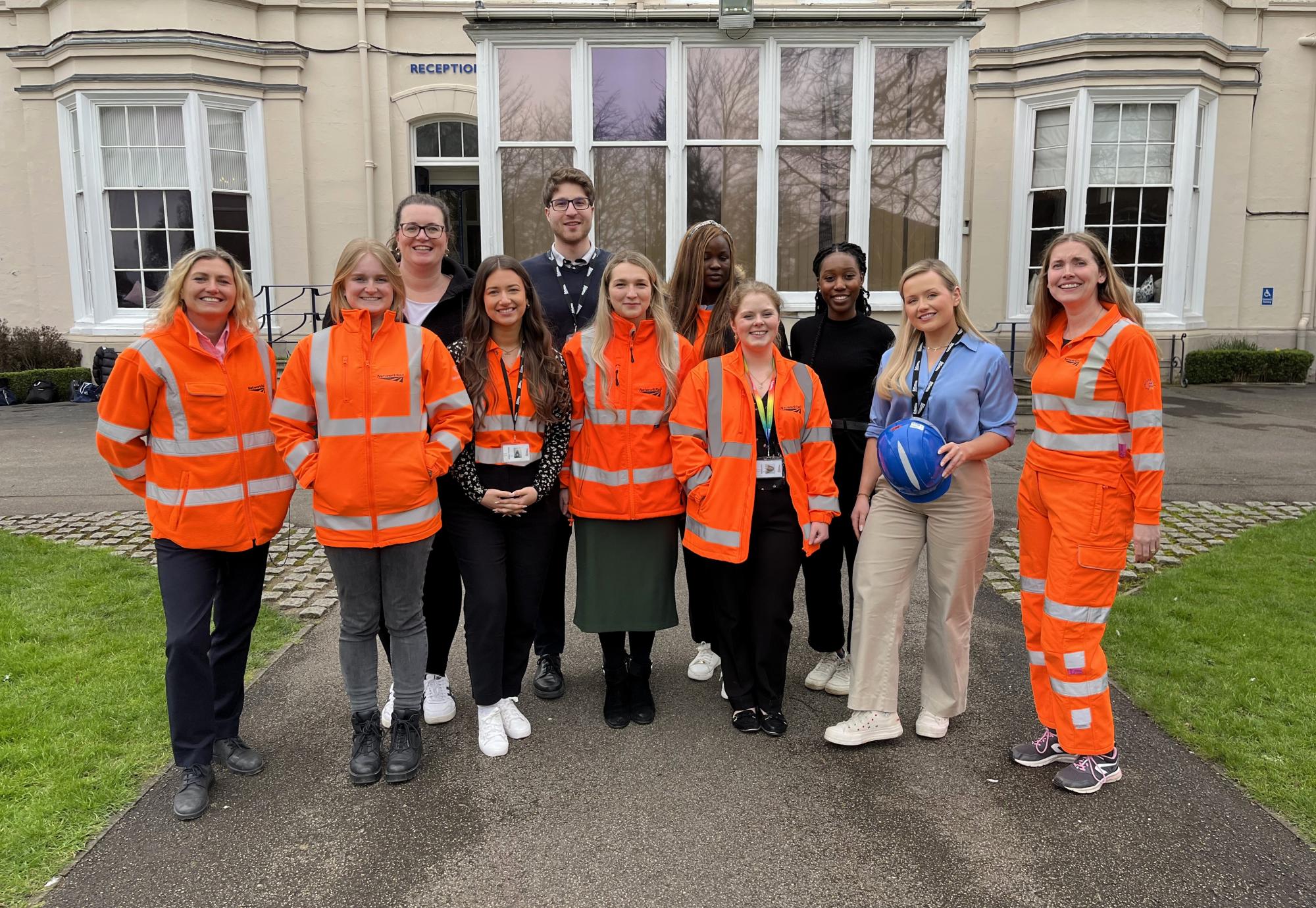 Network Rail colleagues who led a STEM-based mythbuster event at The Mount School for international women's day