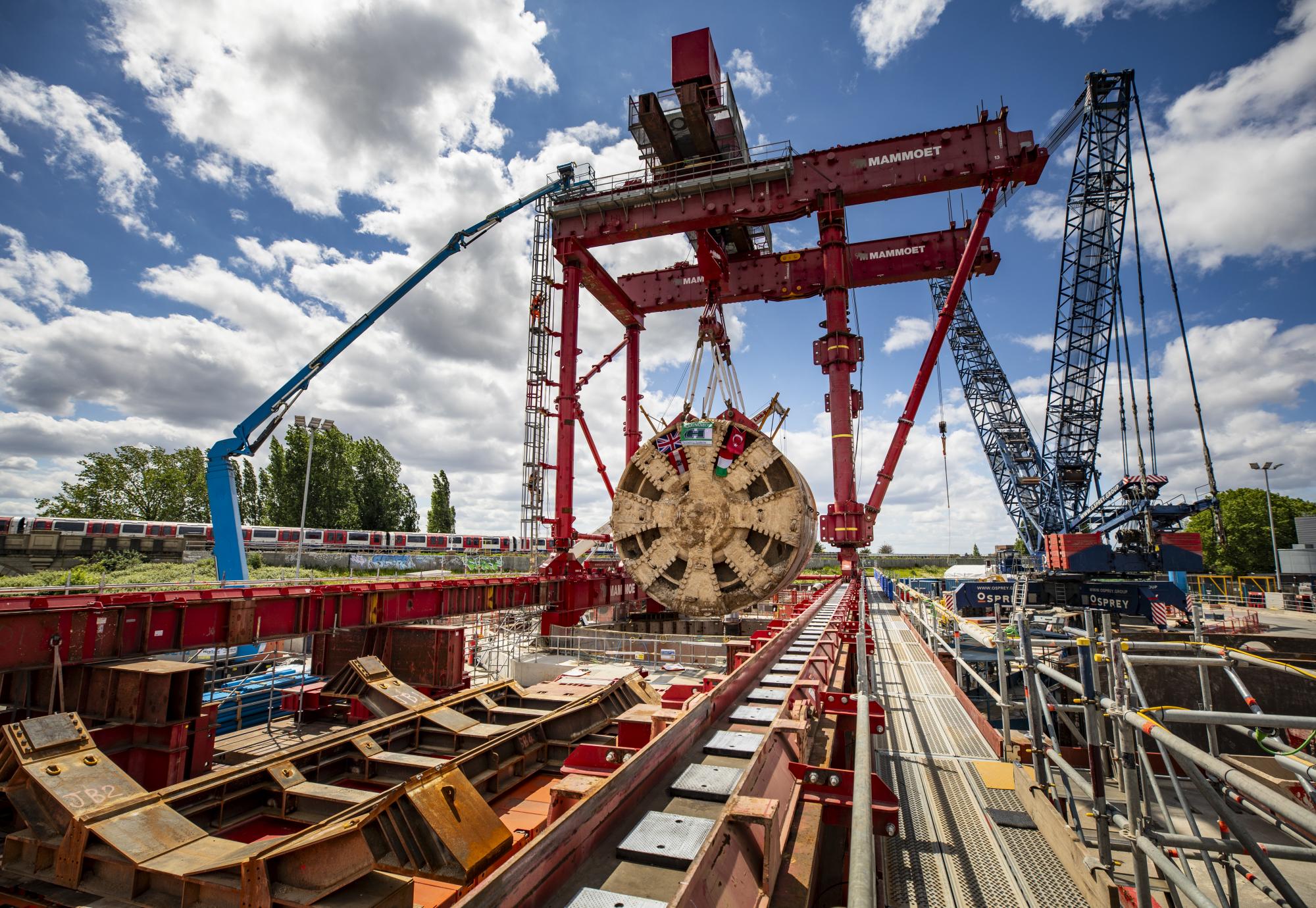 TBM Caroline being lifted