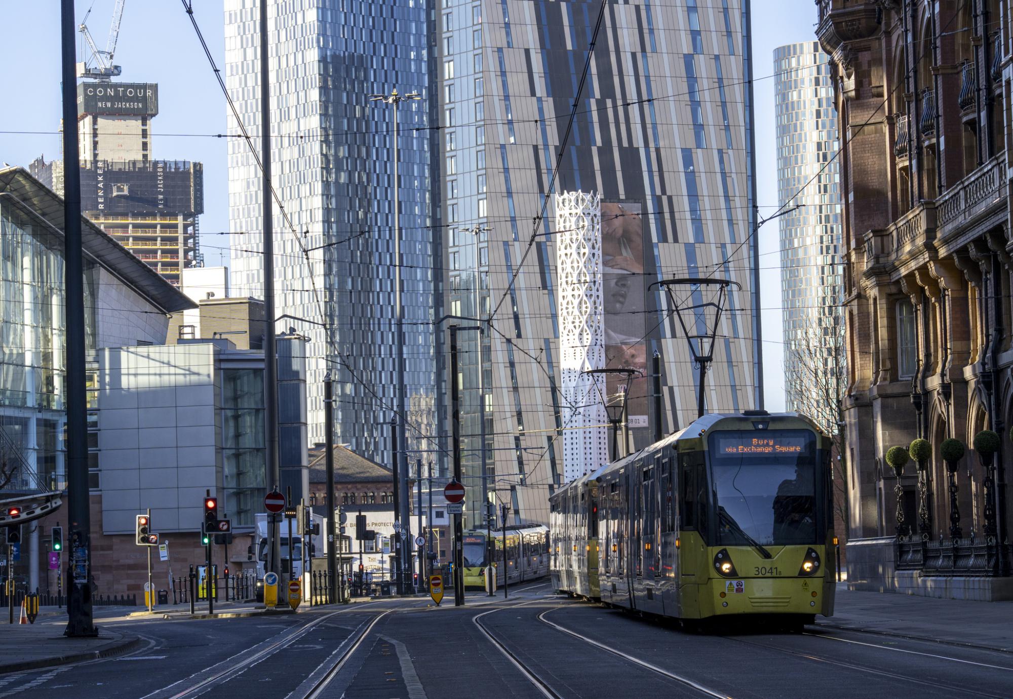 A tram in Manchester