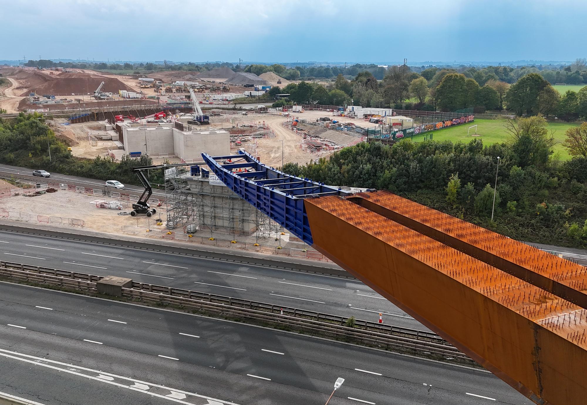 Viaduct being guided over the M6